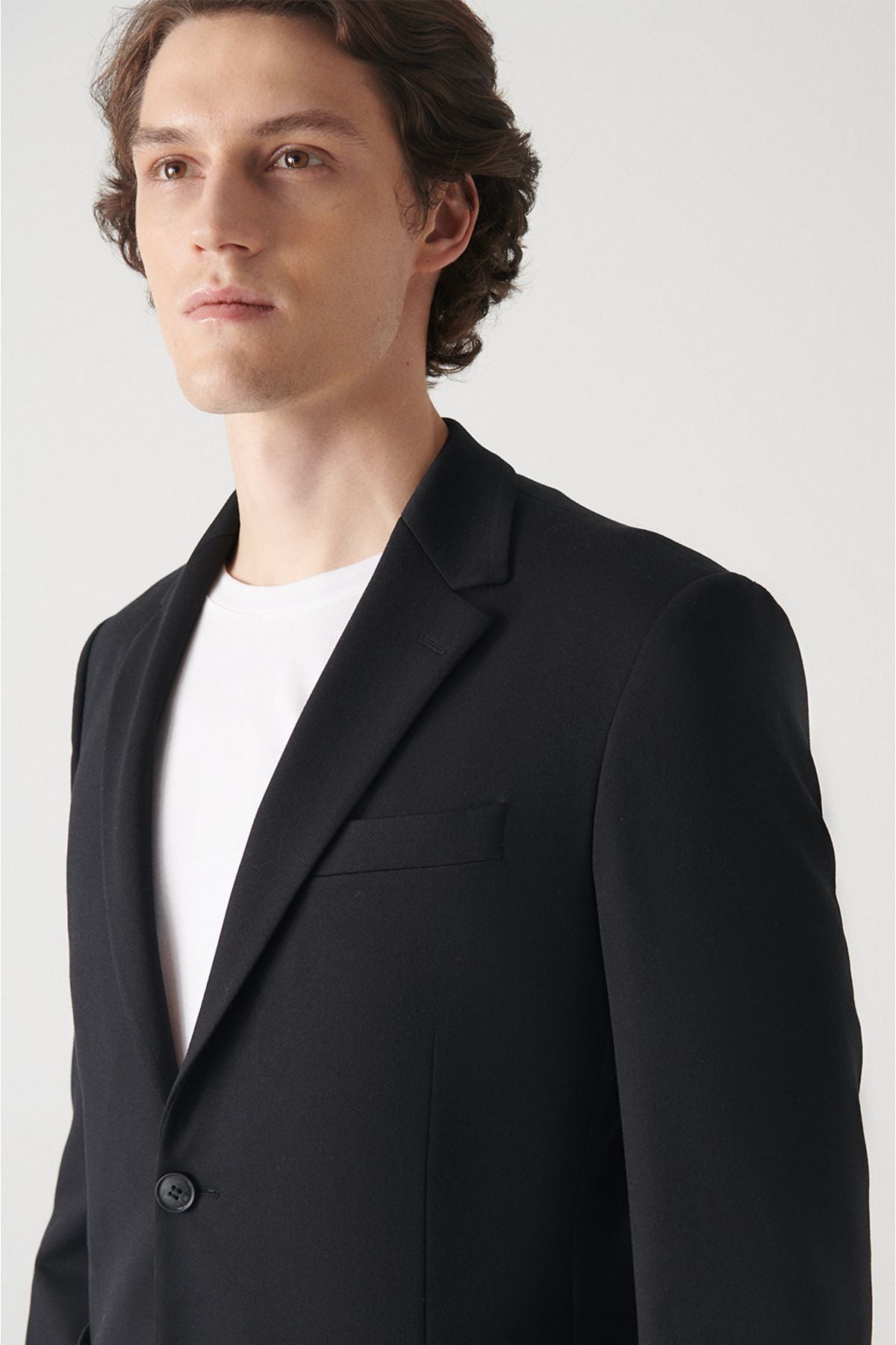 Men's black knitting flexible lined jacket E004001