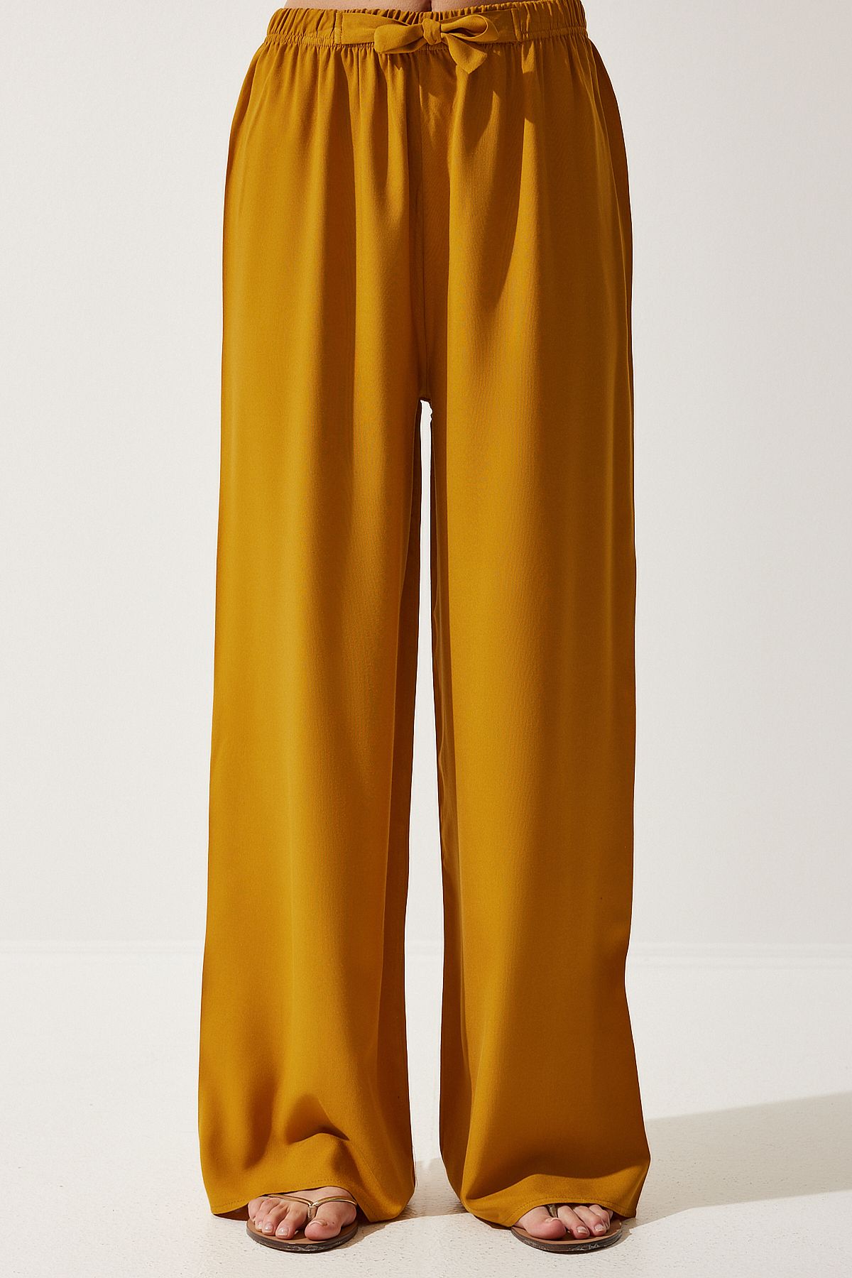 Female Mustard Summer Viscose Palazzo Pants EN00610