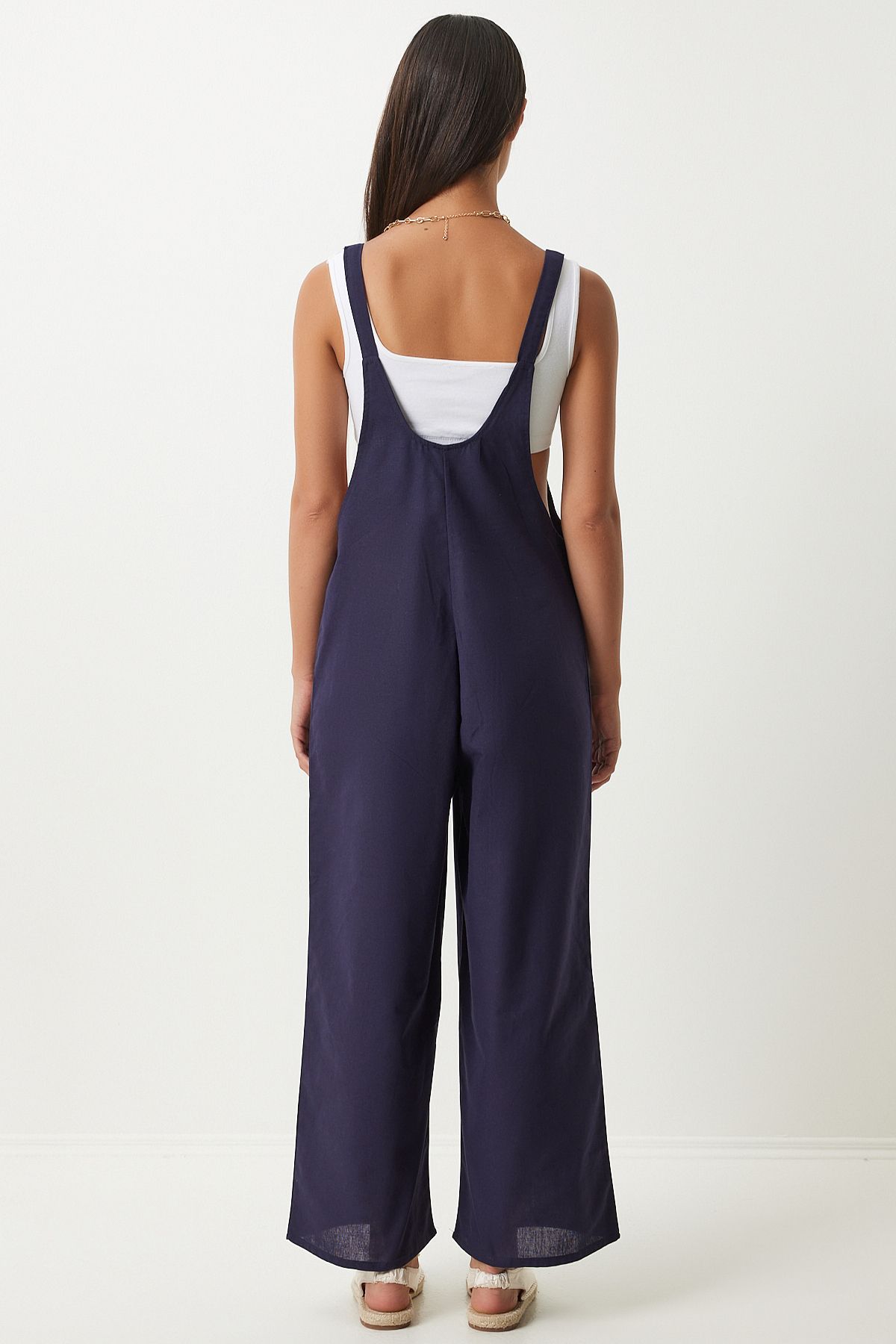 Female Navy blue strap thin gabardin summer gardener tulum ky00011