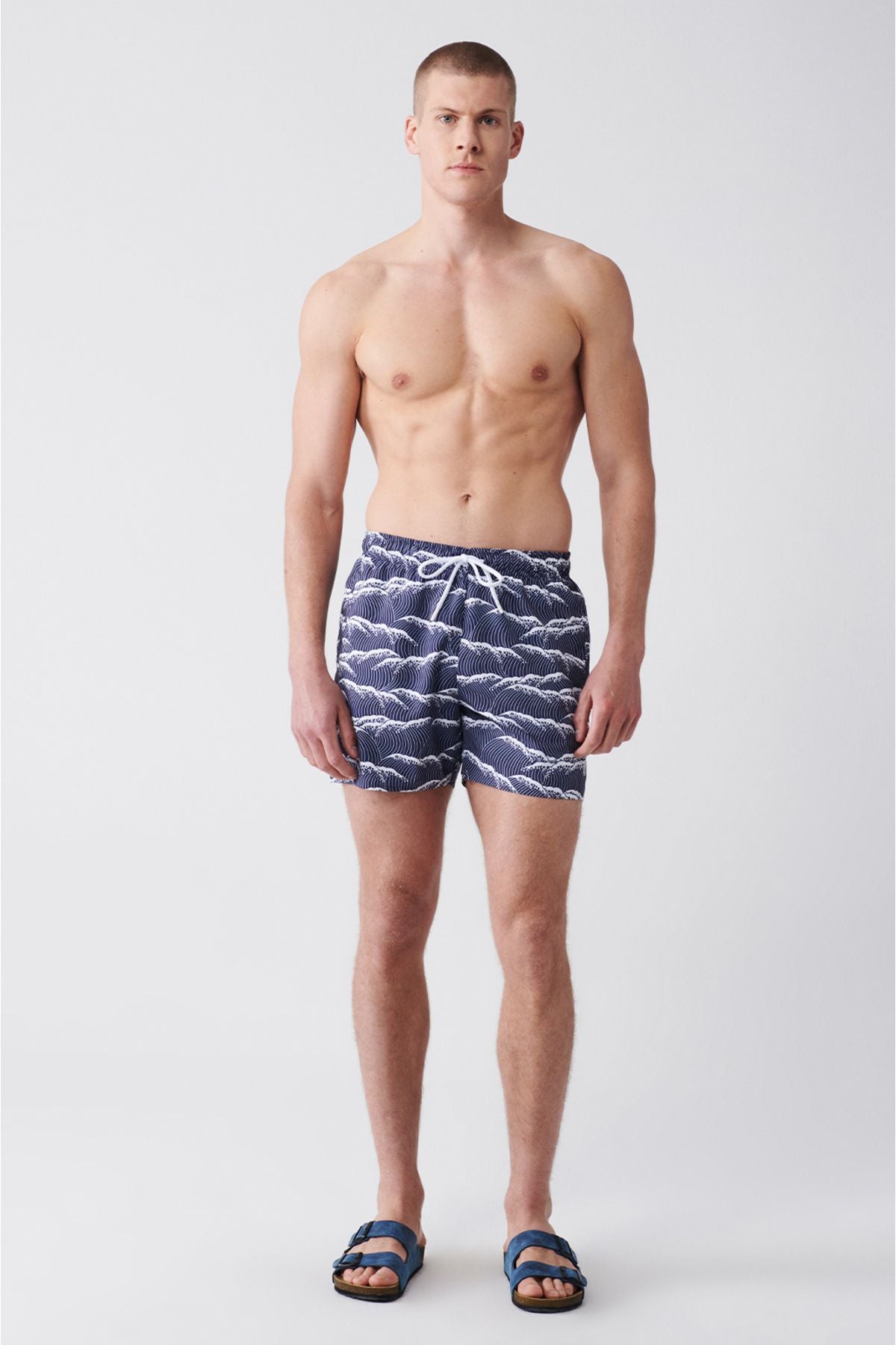 Μπλε ναυτικό γρήγορο στέγνωμα τυπωμένο Standard Boy Comfort Fit Mayo Sea Short E003802