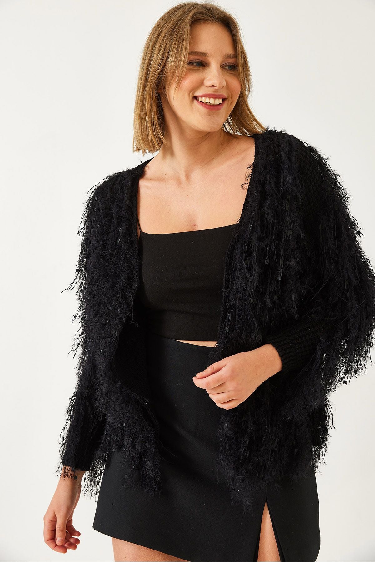 Female fringed knitwear cardigan 20246249
