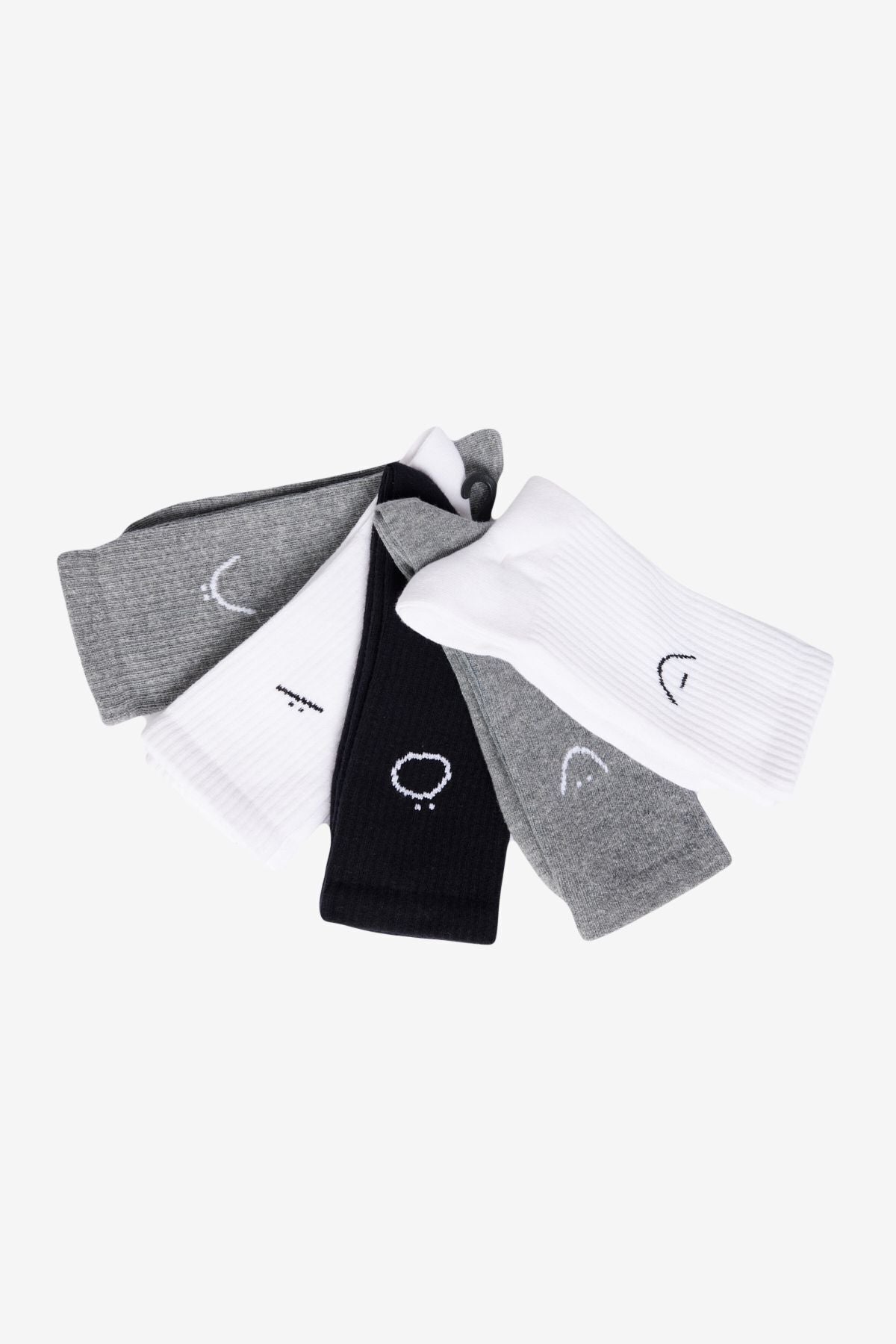 Men's Black-and-White-Gri Patterned 5 Piece Society Socks