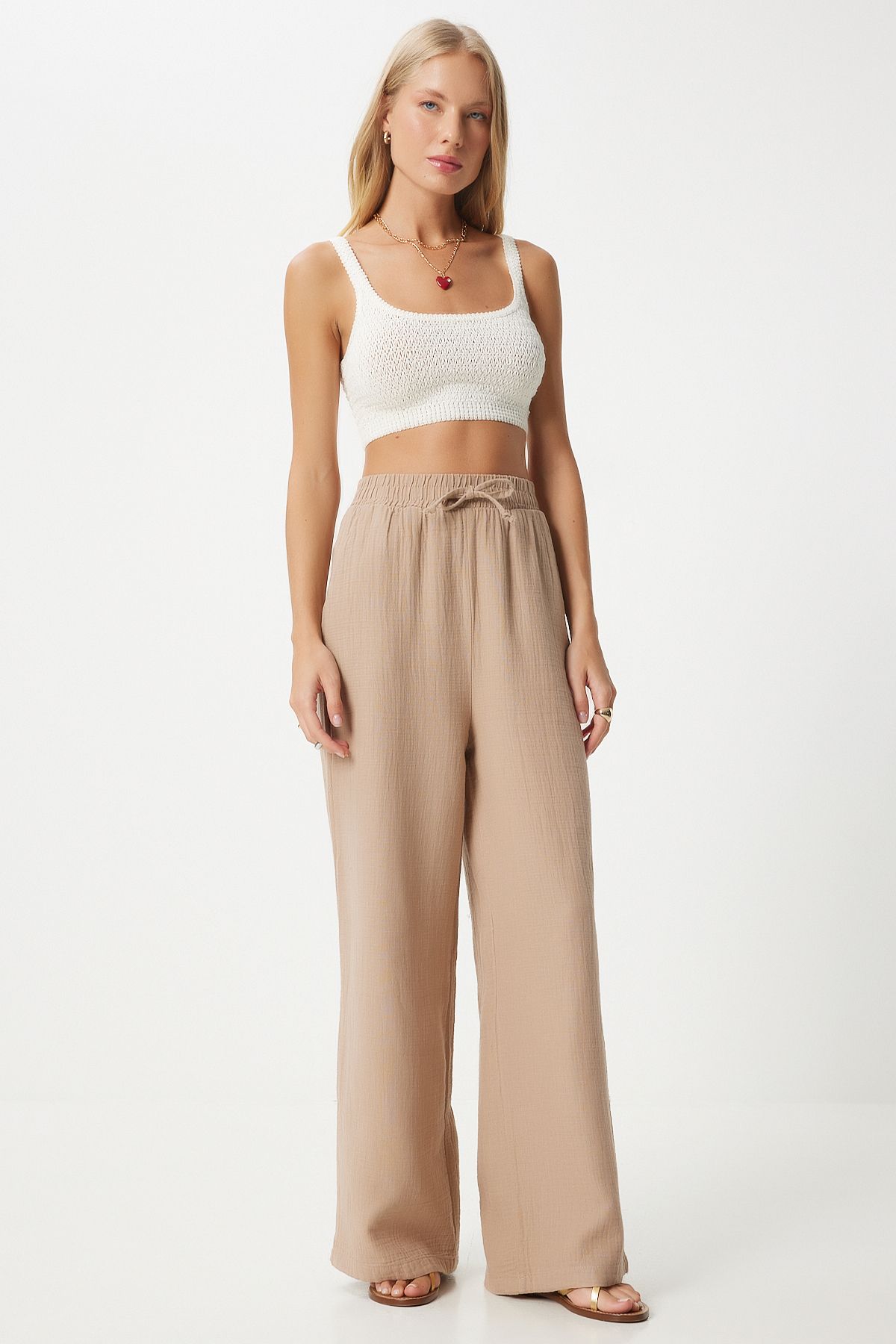 Female Biscuit Muslin Palazzo Pants MX00160