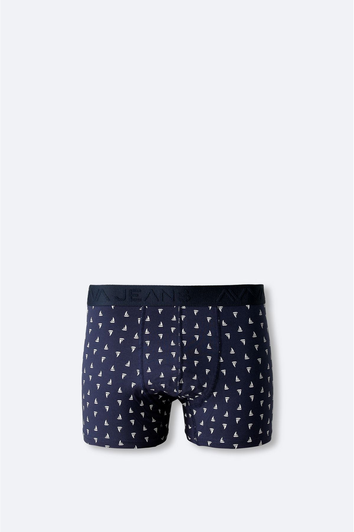 Men's navy blue 3 -printed flexible fabric cotton boxed boxer E009543