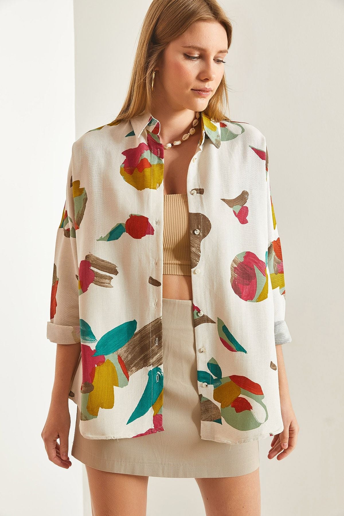 Female Patterned Linen Shirt