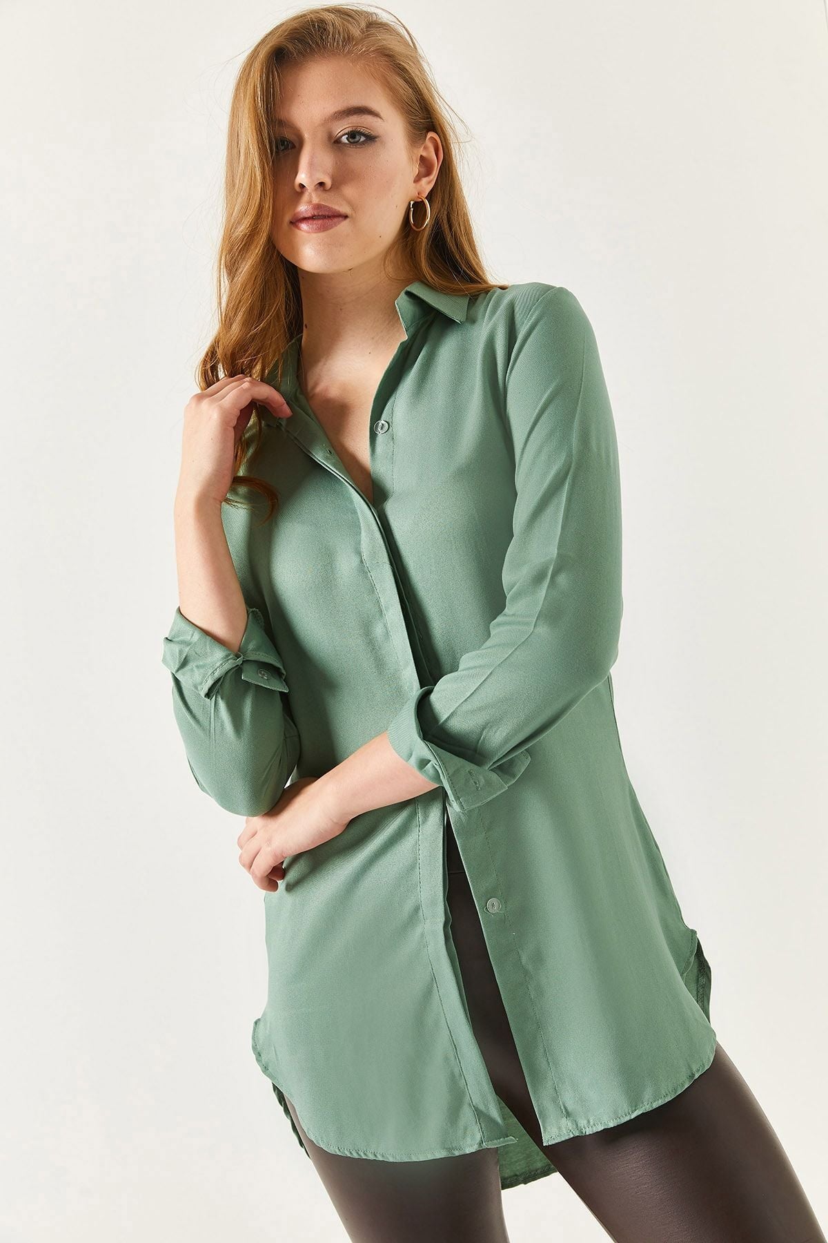 Women's Cagla Green Tunic Shirt ARM-19Y001003