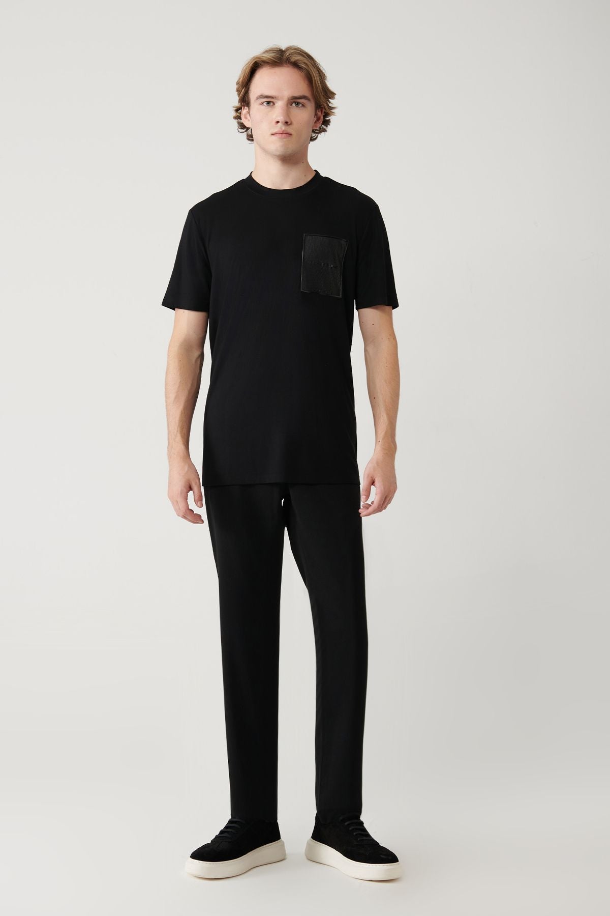 Men's black bike collar printed soft touch t-shirt A41y1010