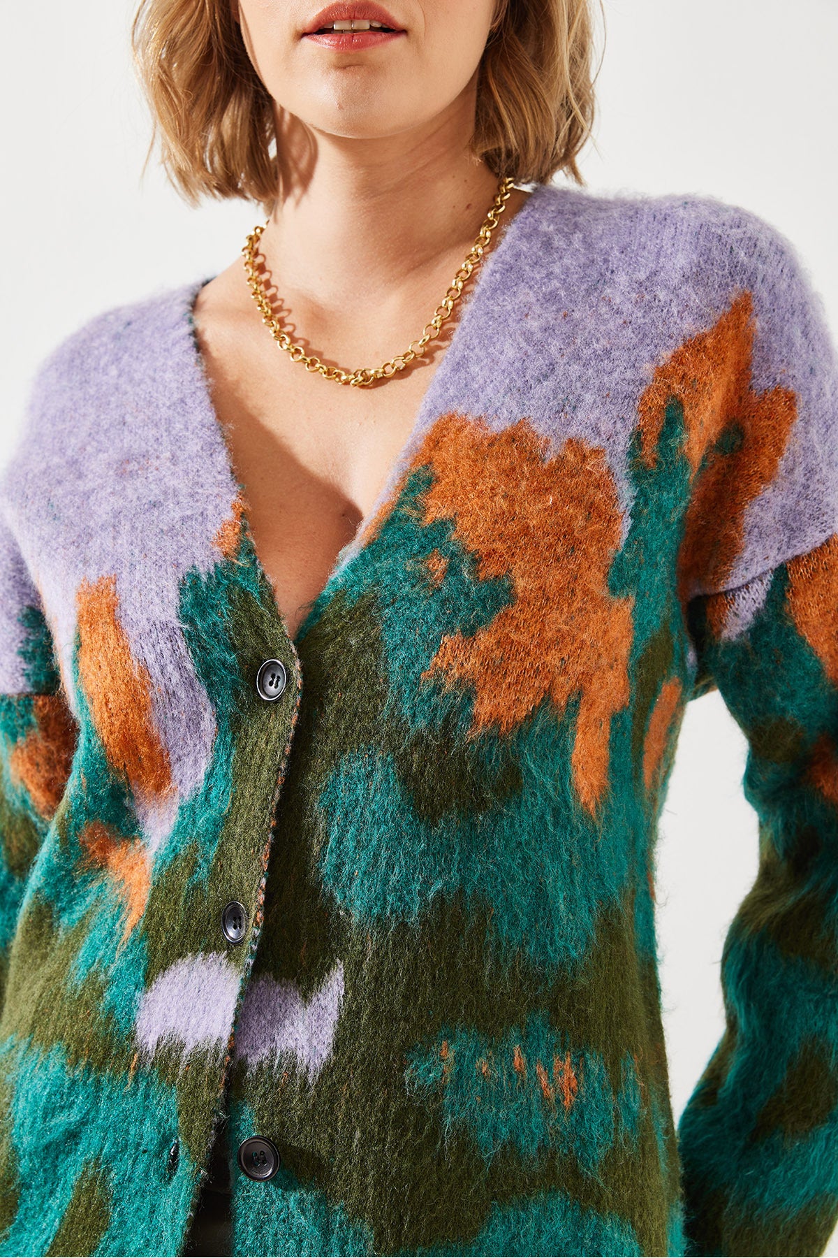 Women's Colorful Patterned Shawl Cardigan 20234241