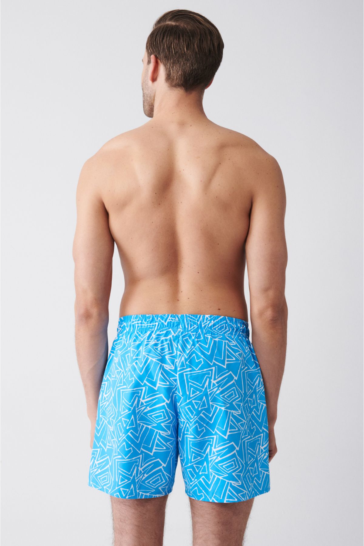 Men's turquoise fast -drying printed standard Boy swimsuit sea shorts E003802