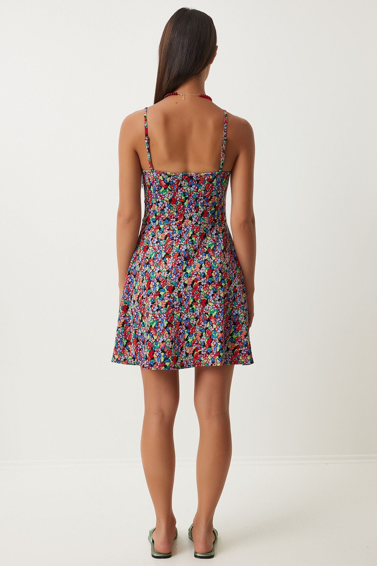 Woman Red Black Patterned Hanger Capulled Dress FN03193