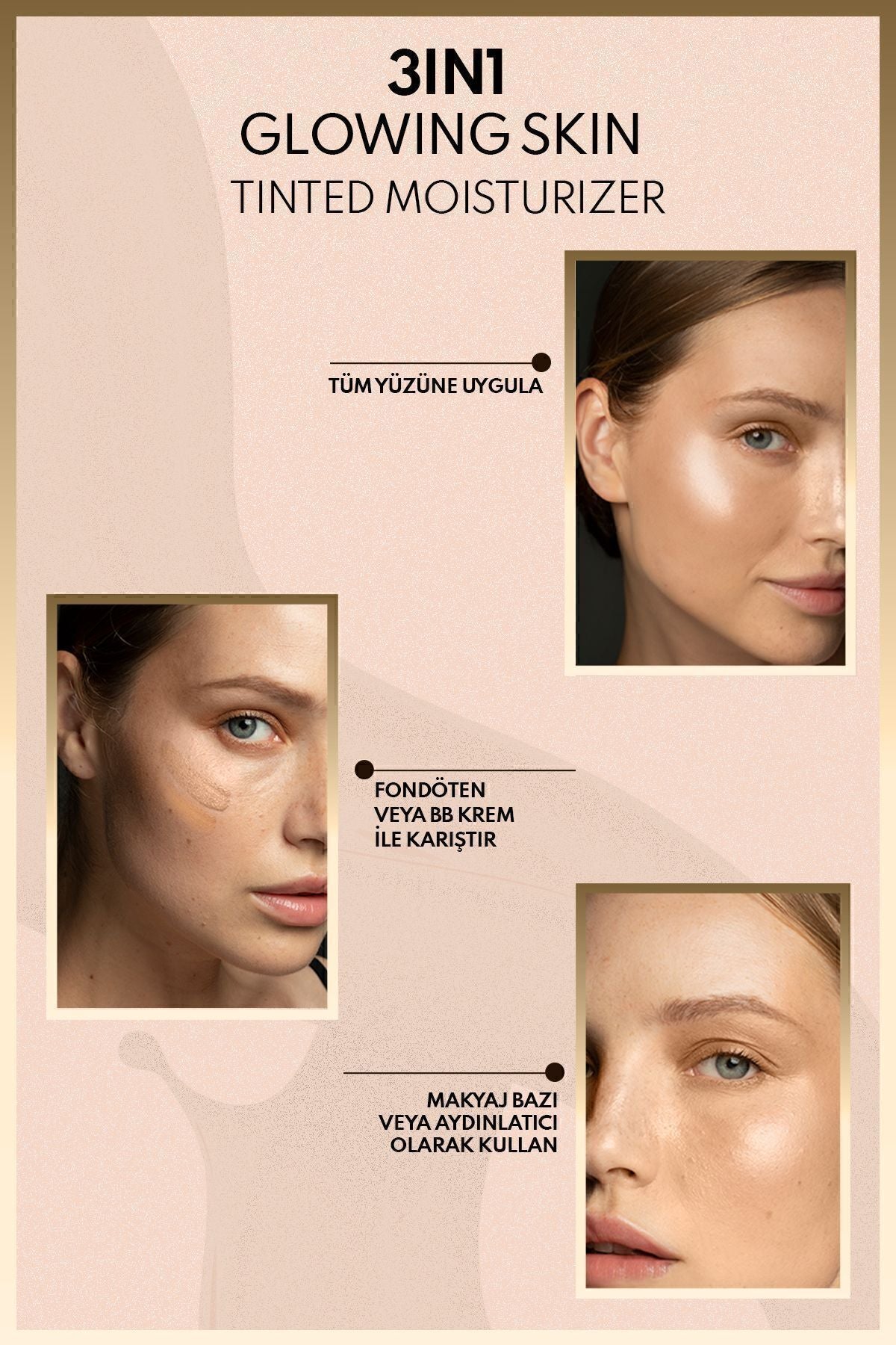 3 in 1 Glowing Skin Tinted Moisturizer SPF 50 Luminous Lighting Cream