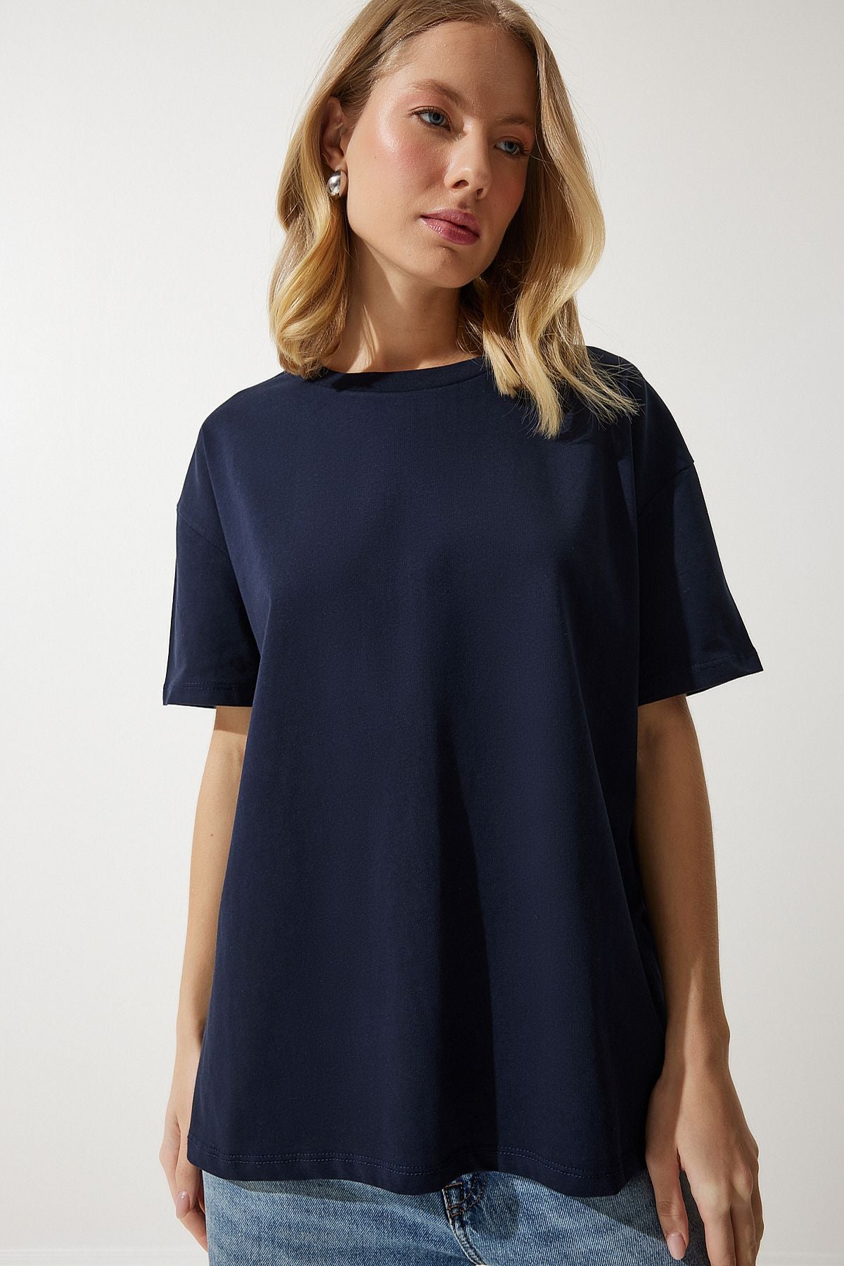 Woman Navy Bol Basic Cotton T-Shirt BP00151