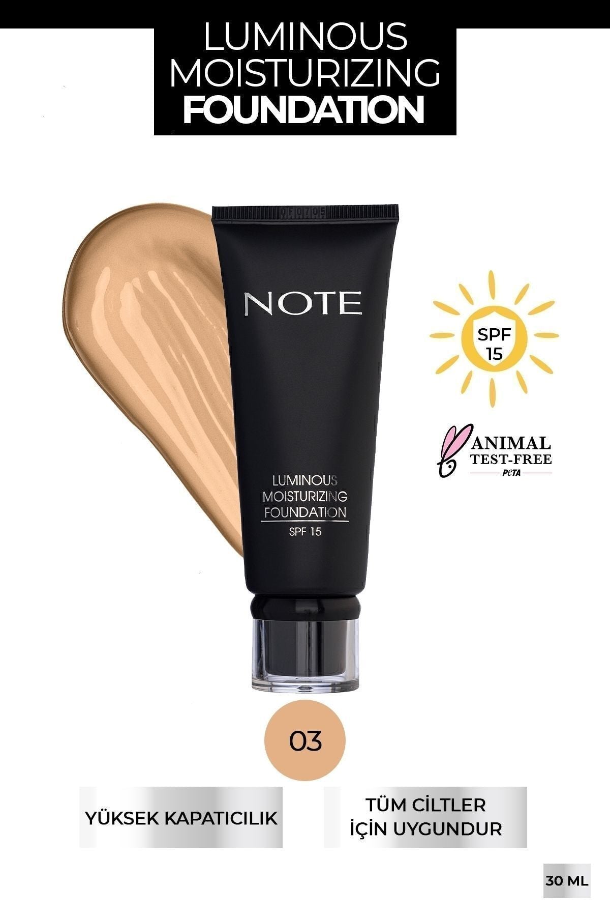 Luminous Moisturizing SPF 15 Moisturizer Effective Bright Finish Foundation - 03 Medium Beige