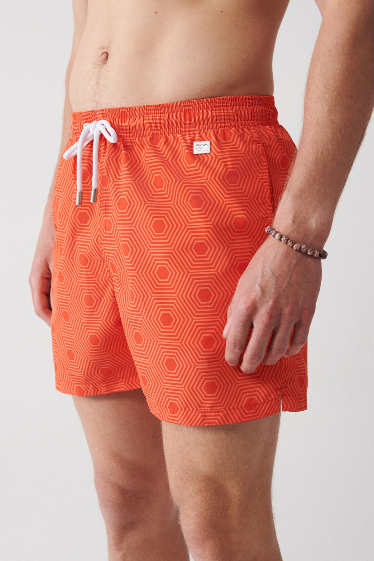 Orange fast -drying geometric printed standard size special box Comfort Fit Mayo Sea Short