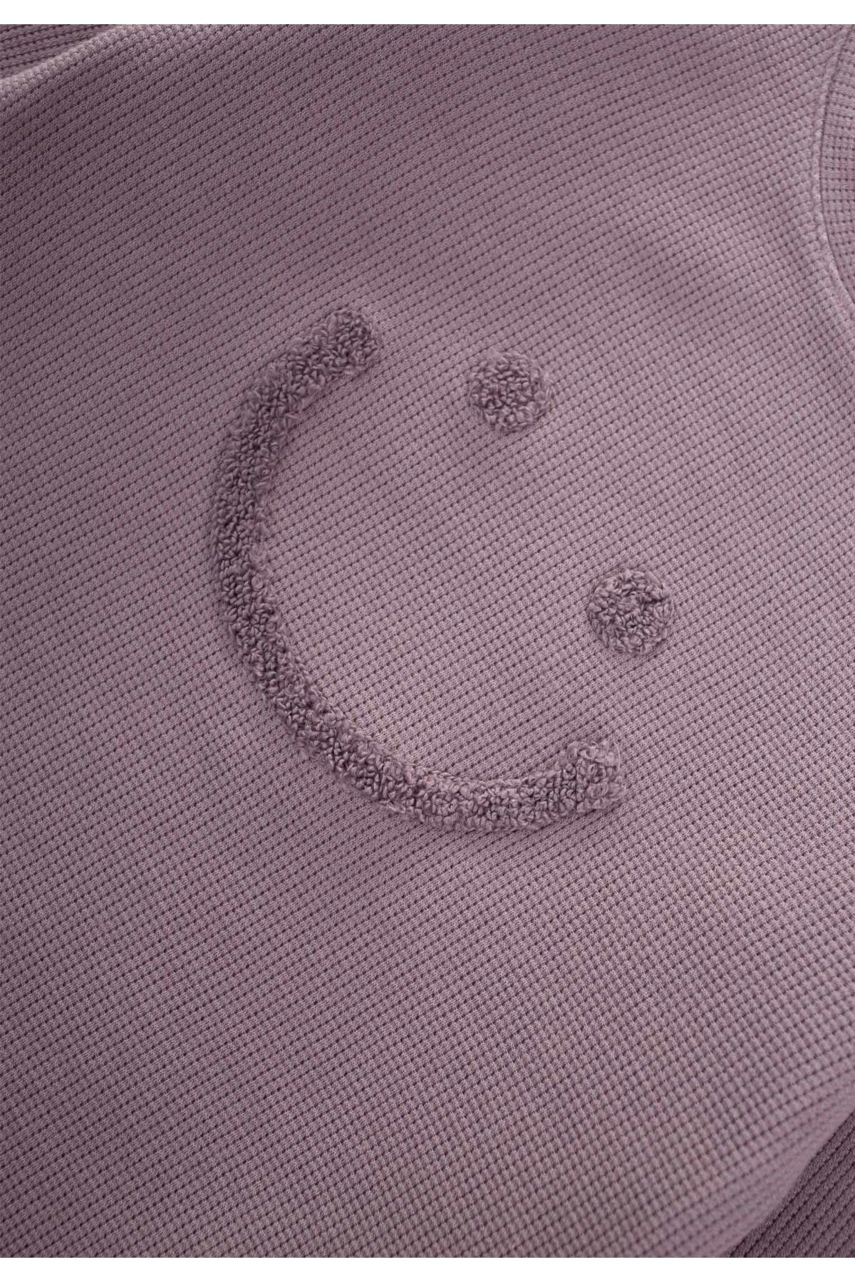 Smile filter embroidery waffle seasonal t-shift 2-10 years old eflatun