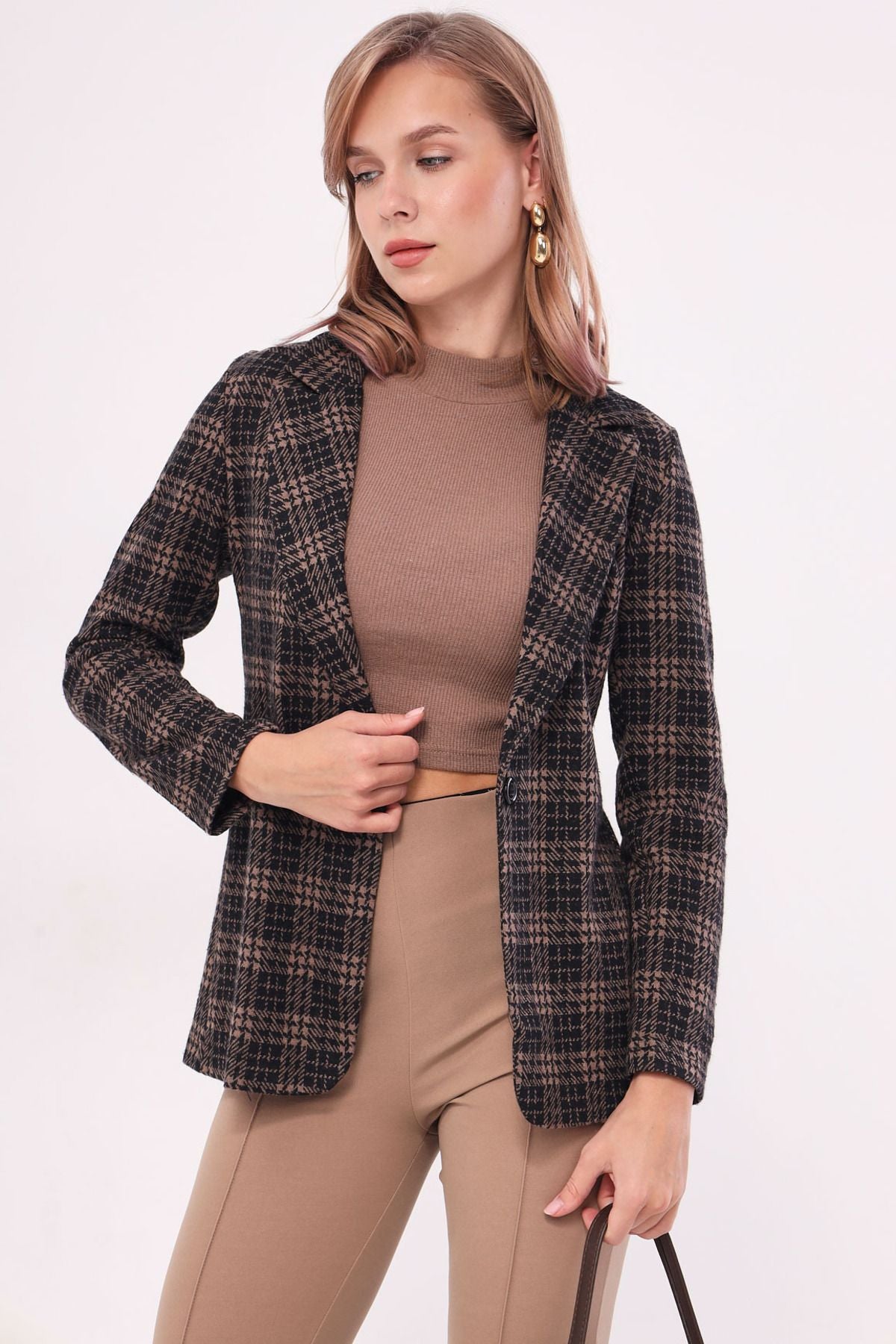 Female mink Single button Eco-Jacket ARM-19K001131