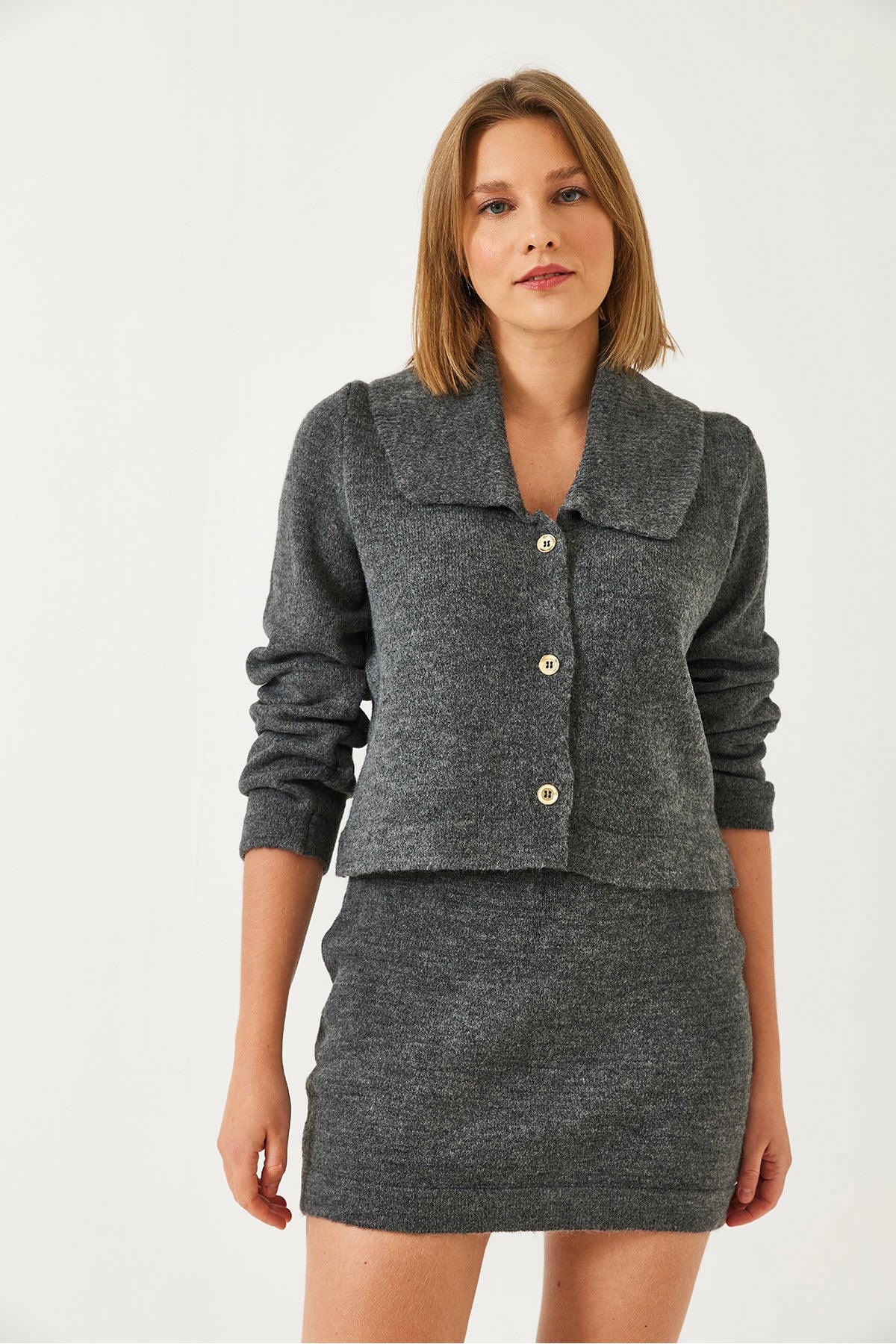 Women's Three Button Skirted Knitwear Suit 241049 60261261