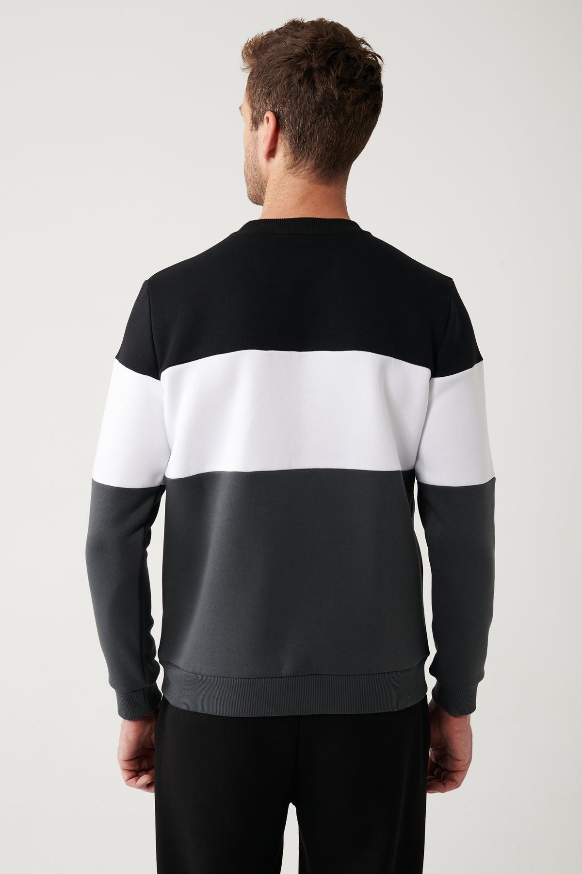 Men's Black-White-Autrasit Sweatshirt Bike Bike Part 3-Trust Cotton Reggular Fit A32