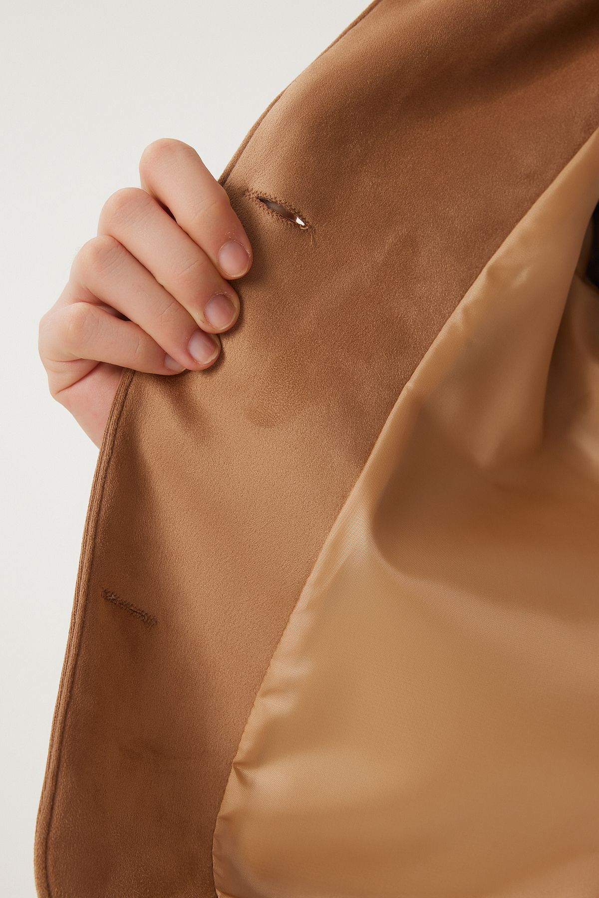 Female mink wide pocket suede jacket FK00011
