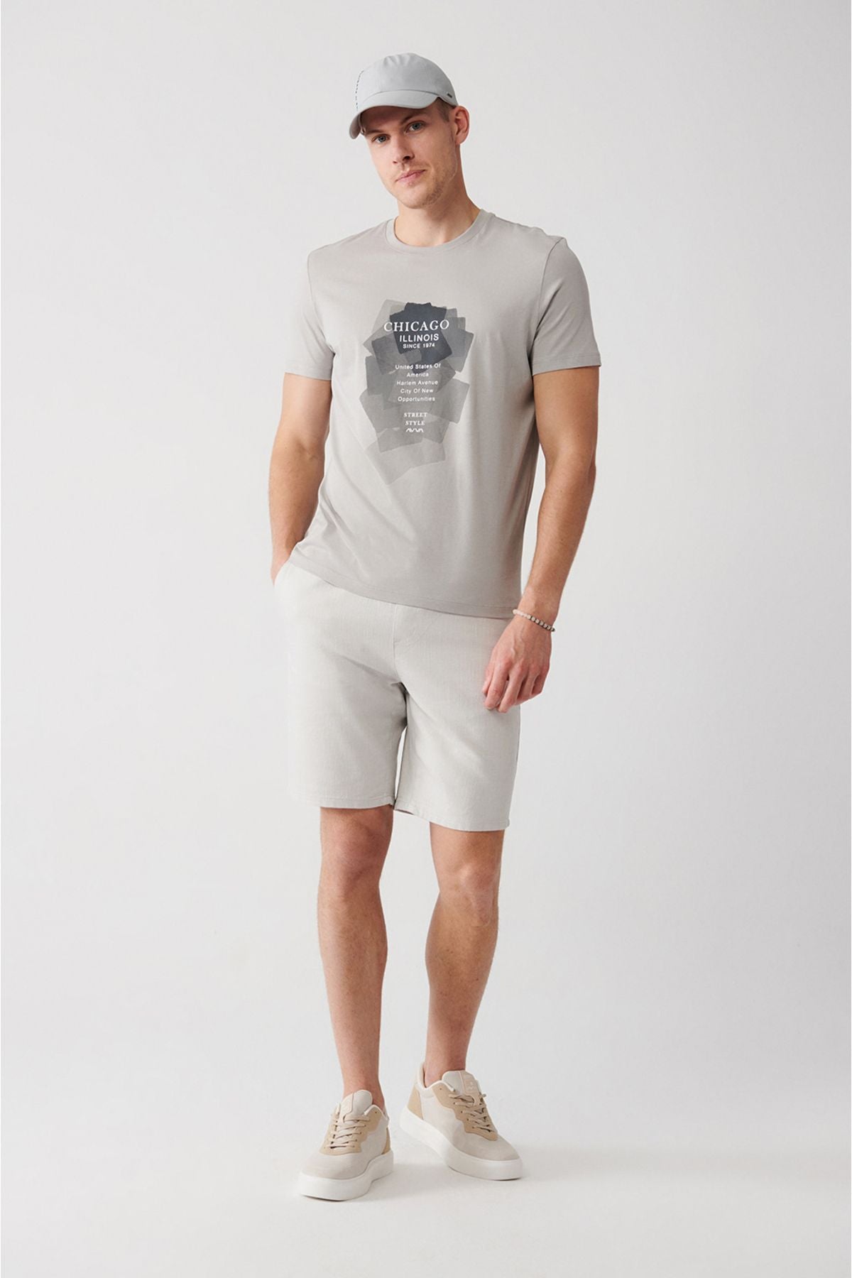 Men's Stone 100 %Cotton Side Waist Waist Linen Fine texture E003603
