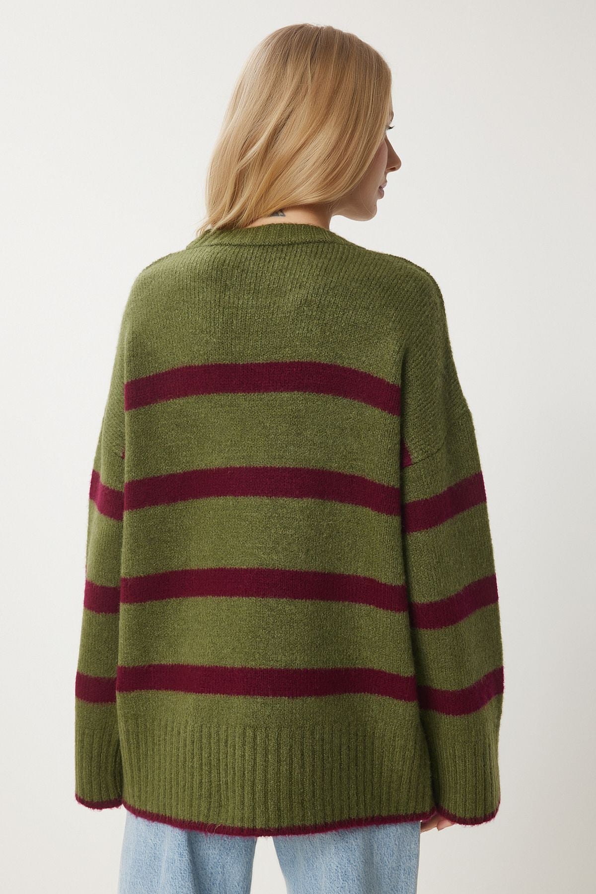Female Green Bordeaux Bike Neckline Triko Sweater PF00107