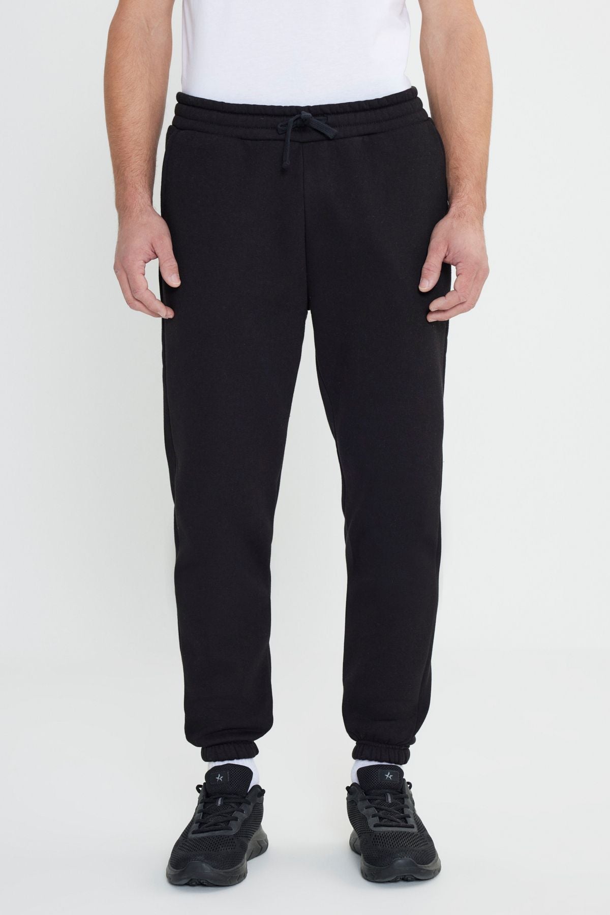 Men's black hot cotton 3 threaded tracksuit team with standard fit pocket with lower 2