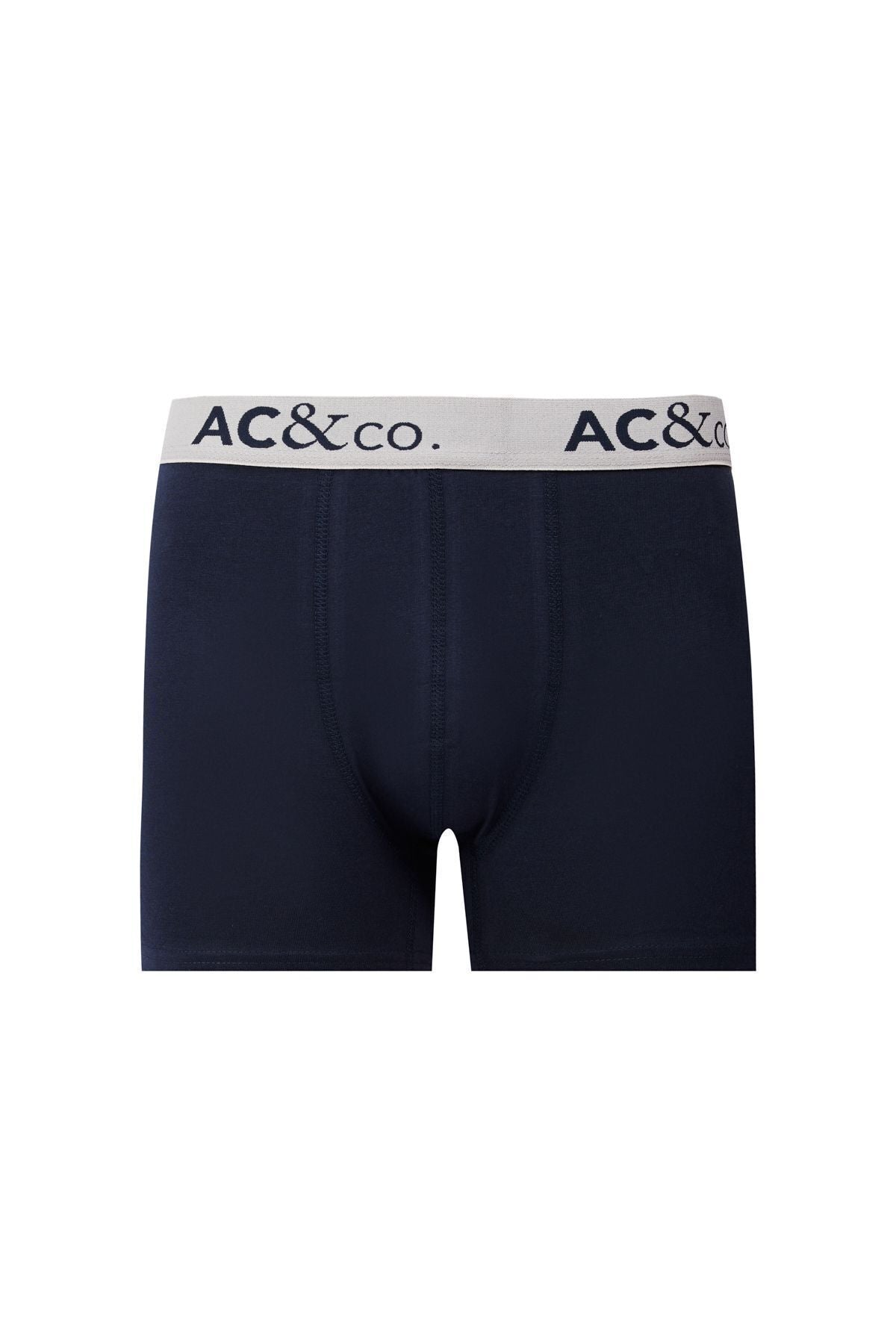 Men's Navy-Gray Cotton Patterned Patterned 3-Plot Boxer Package