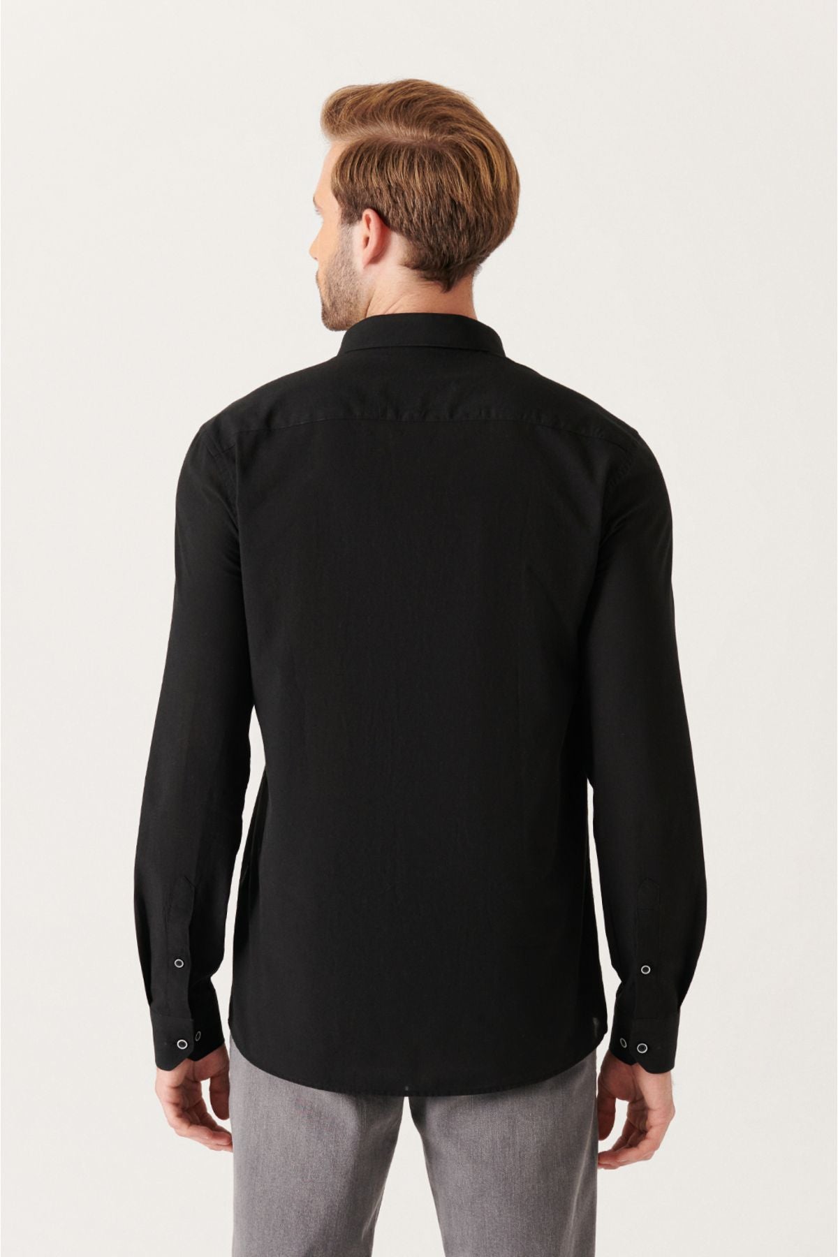 Men's Black 100 %Cotton Flinter Soft key buttoned collar shirt E002206