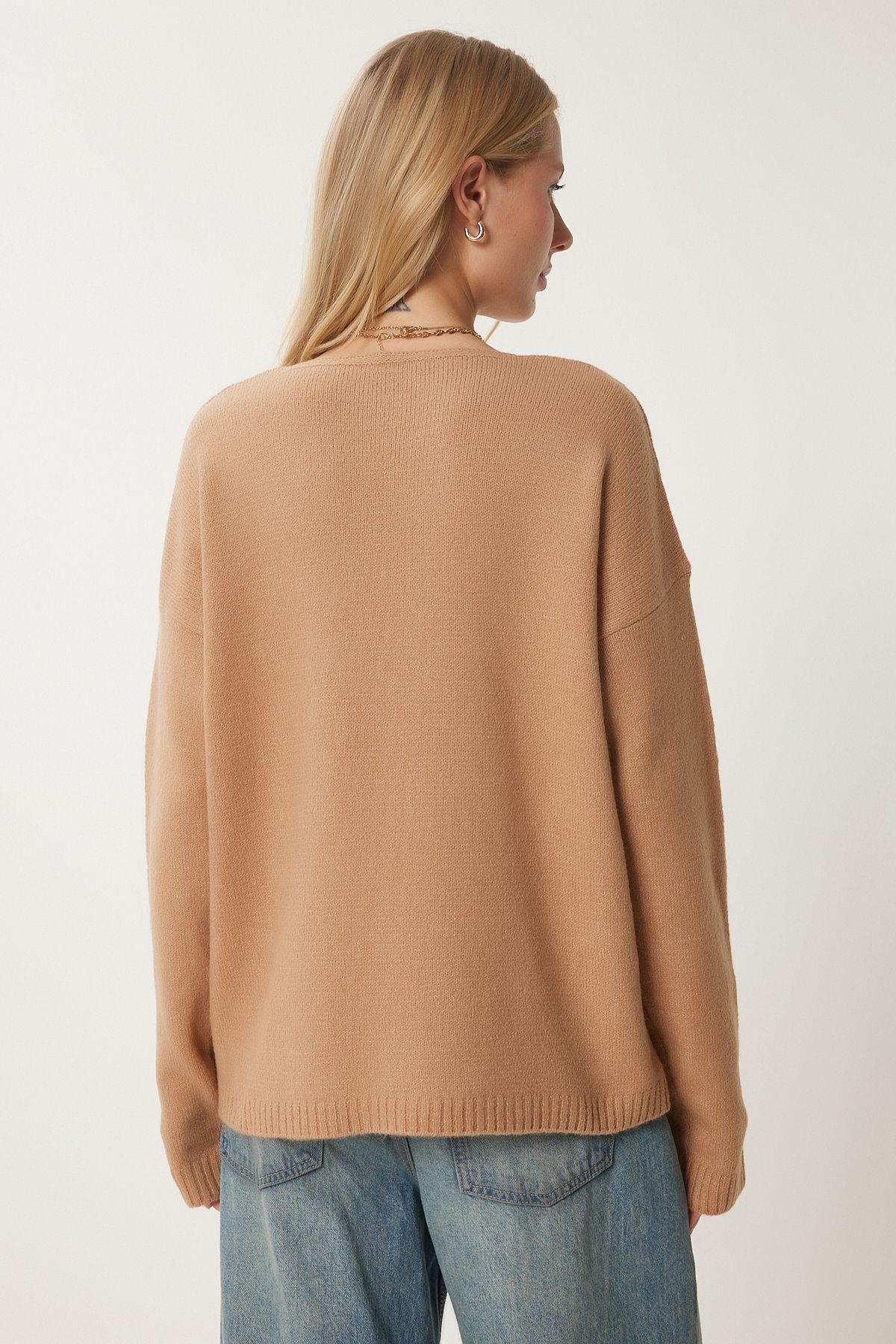 Female Biscuit V -Neck Knitwear Kazakh ZA00063
