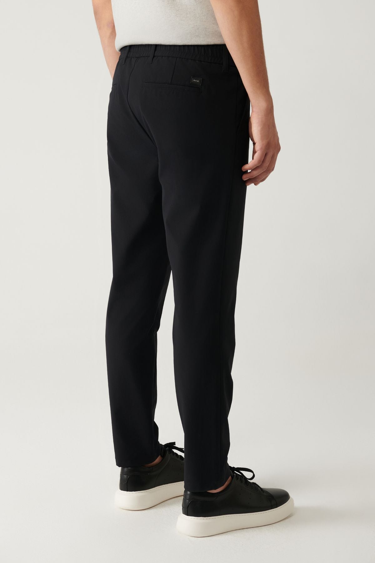 Men's black waist rubber 360 degrees flexible technical fabric pants A41y3077
