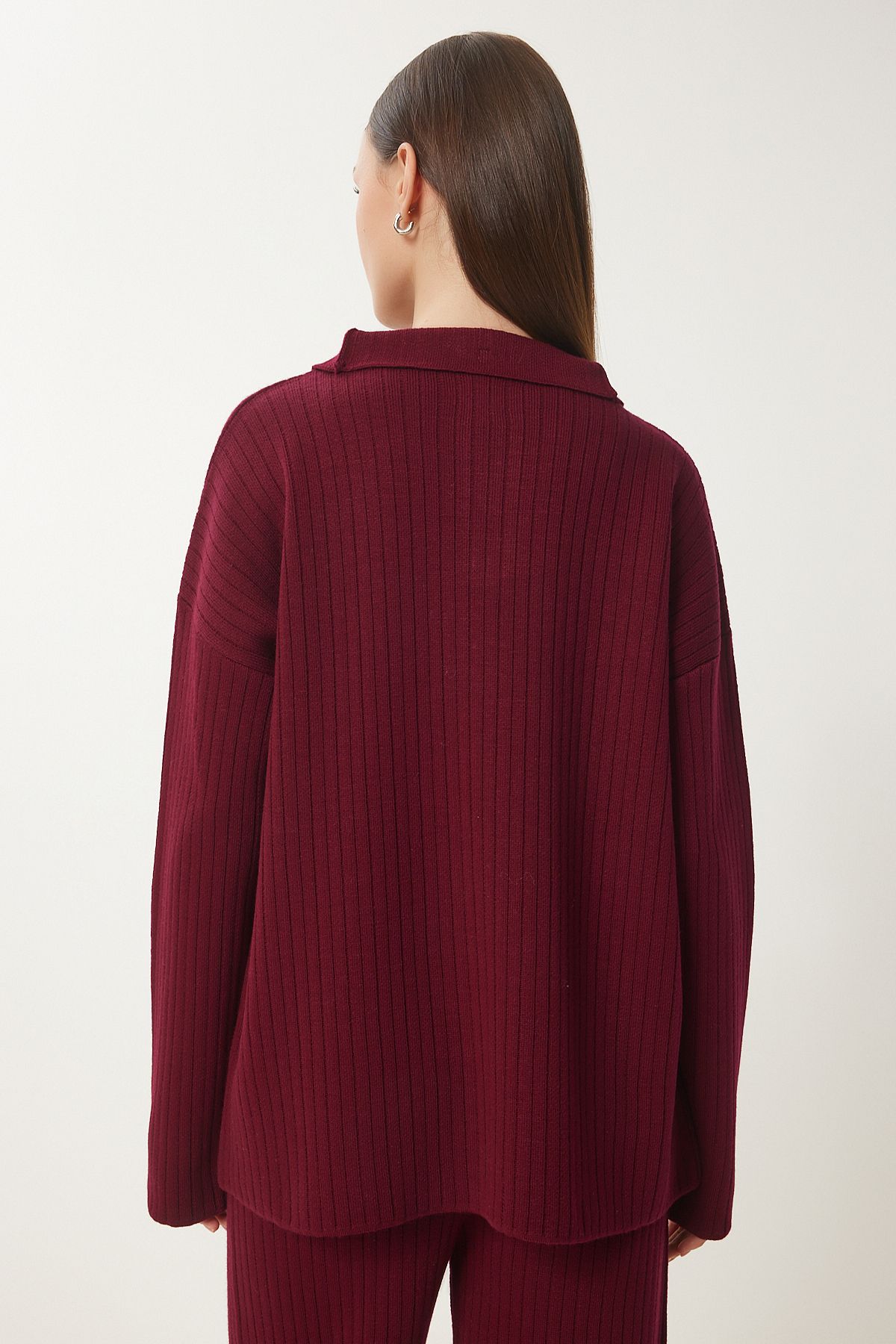 Female Bordeaux Zippered Cry Sweater Pants Set PF00105