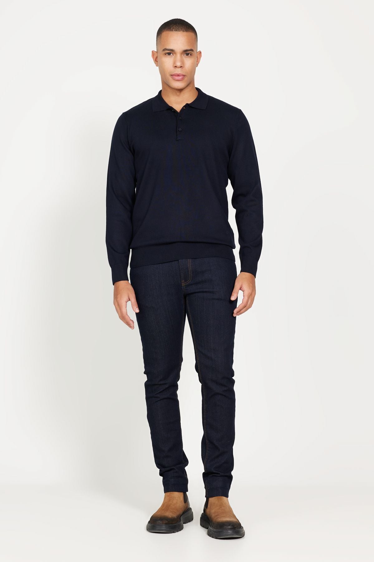 Men's Navy Blue Standard Fit Normal Cut Polico Kazakh
