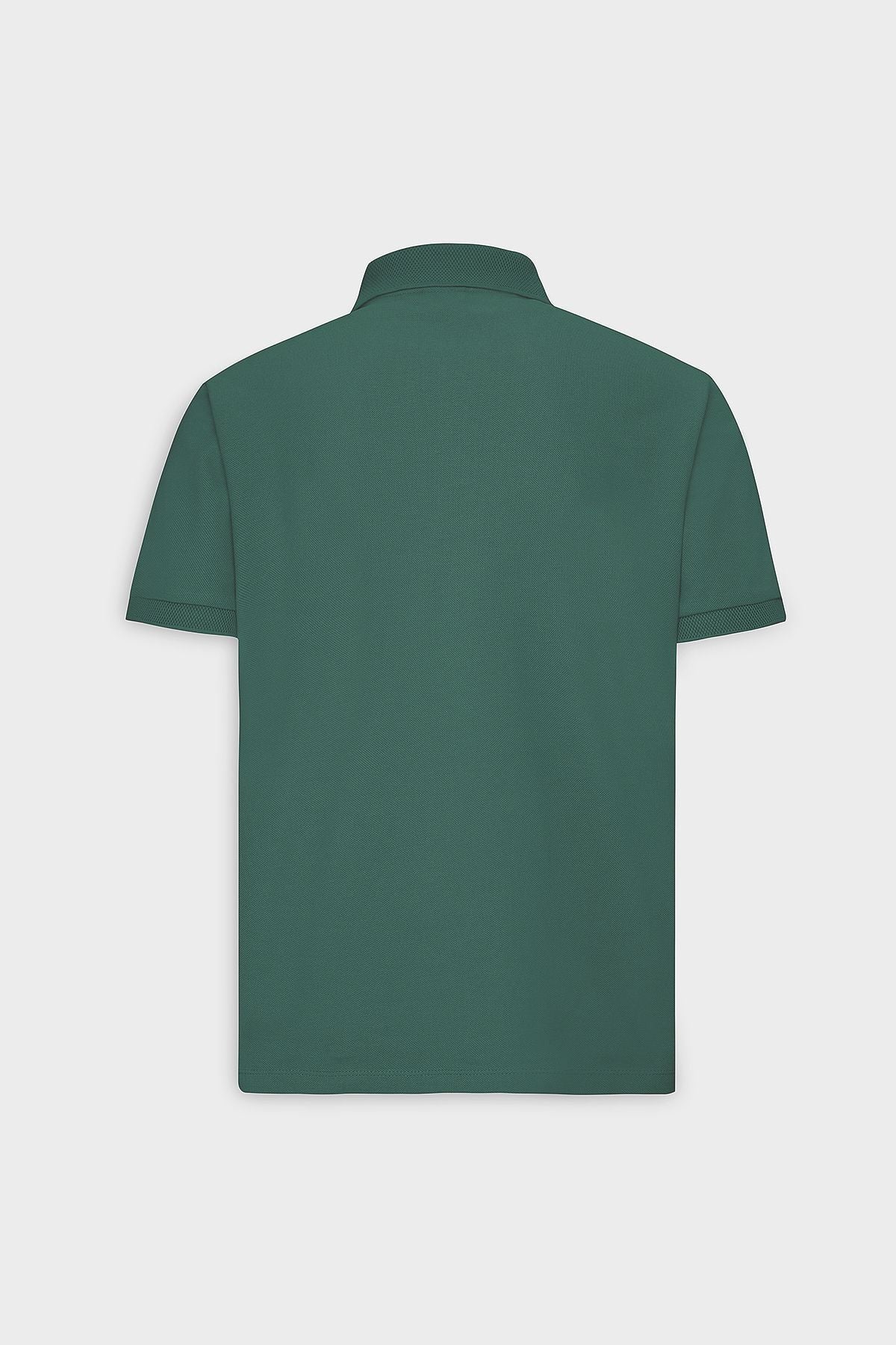 Men's Dark Green 100 %Cotton Curlled Pike Polo Yaka Slim Fit Narrow Cut T -shirt