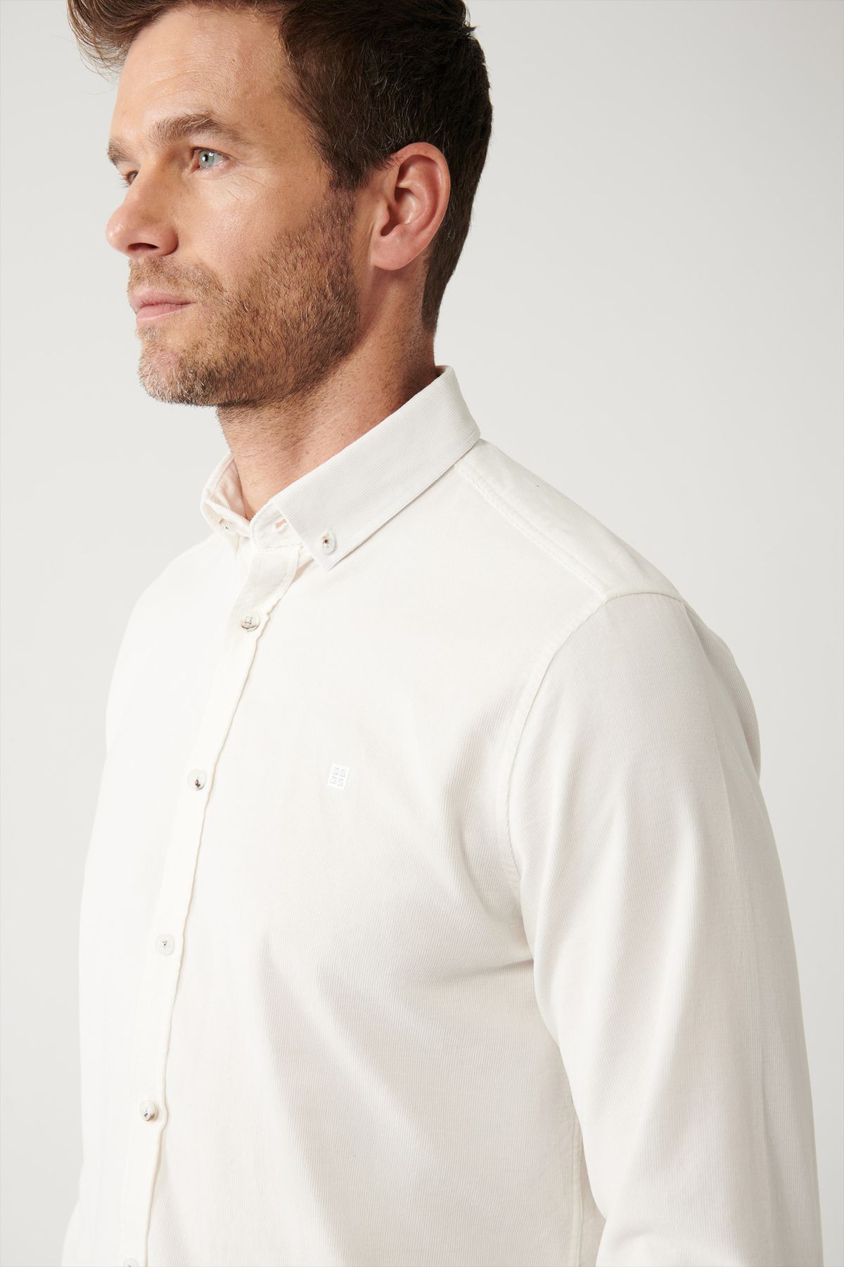 Men's Ecru Red Velvet 100 %Cotton Shirt B002032
