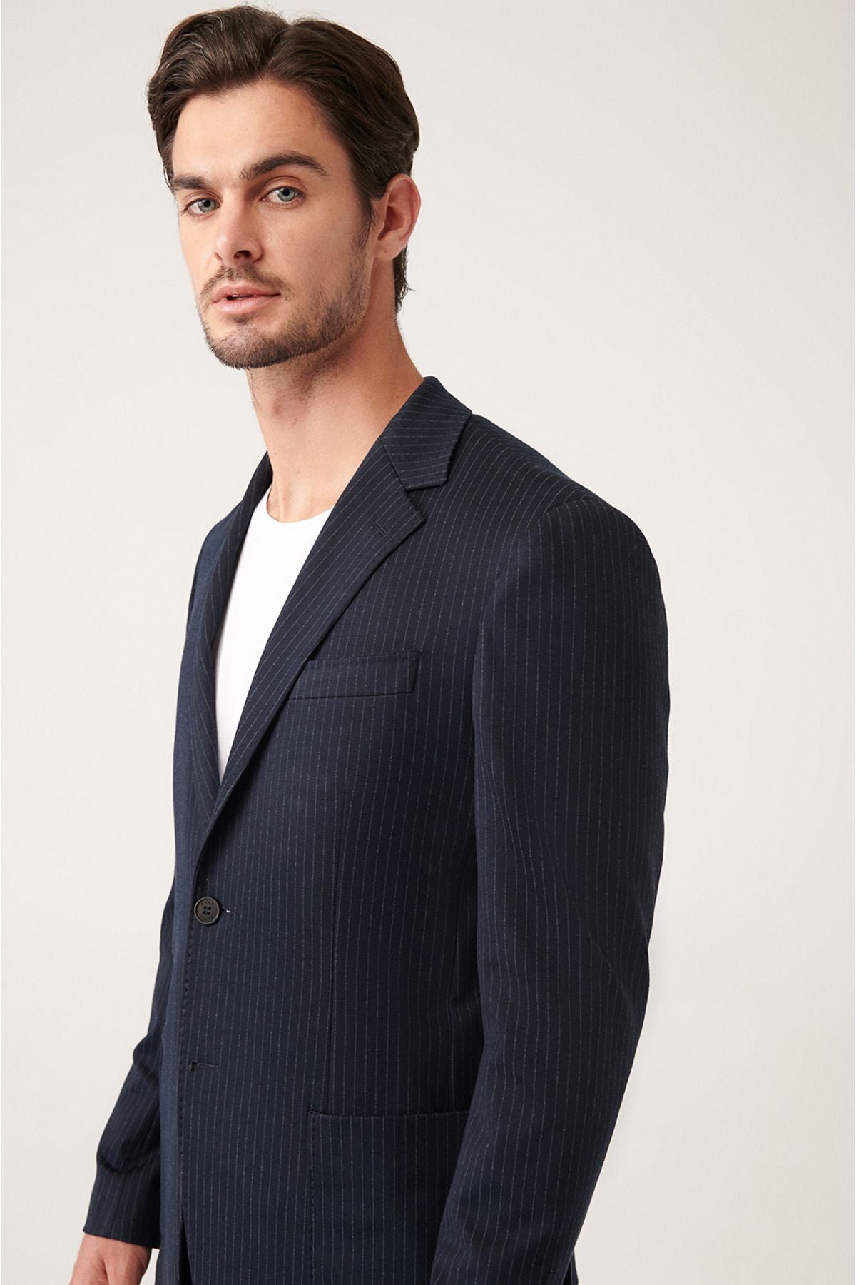 Men's black lining flexible fabric double slit jacket A31y4003