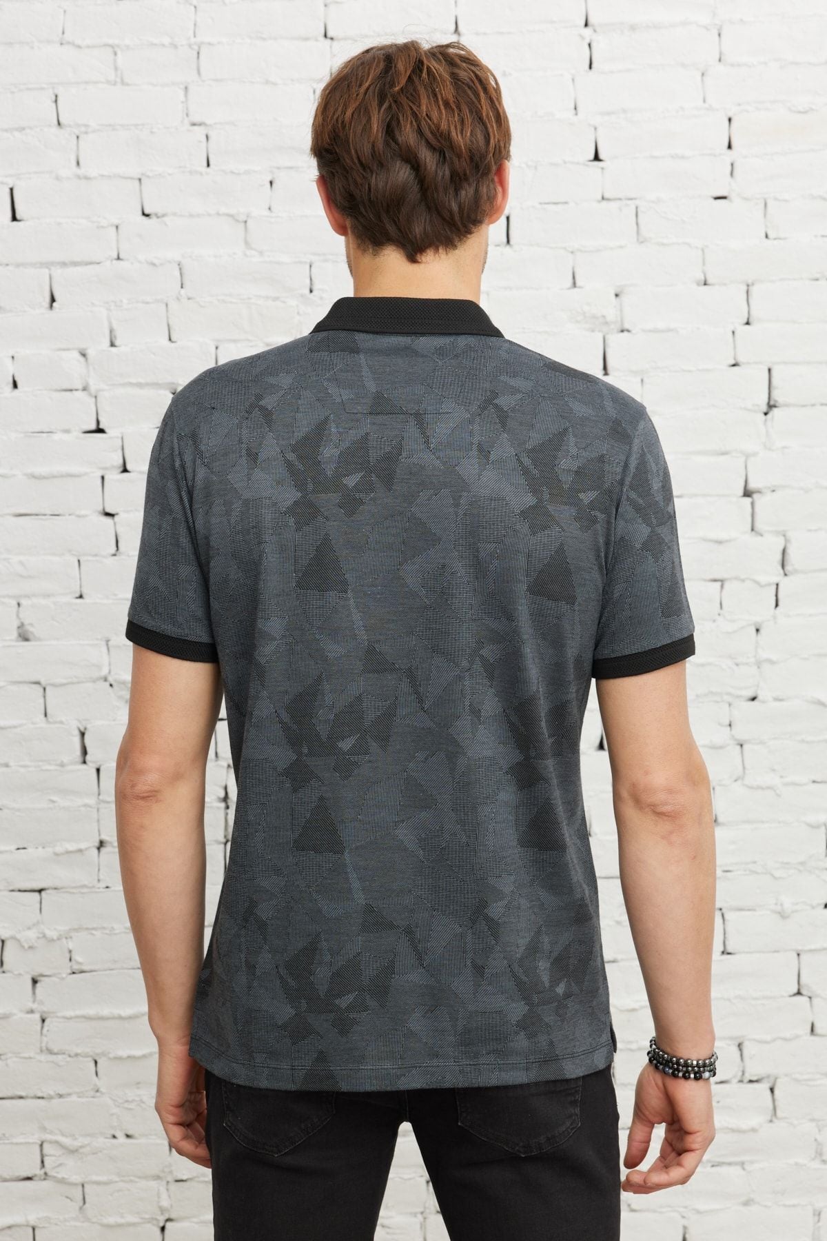 Slim fit narrow cut Polo Yaka Jacquard T -shirt