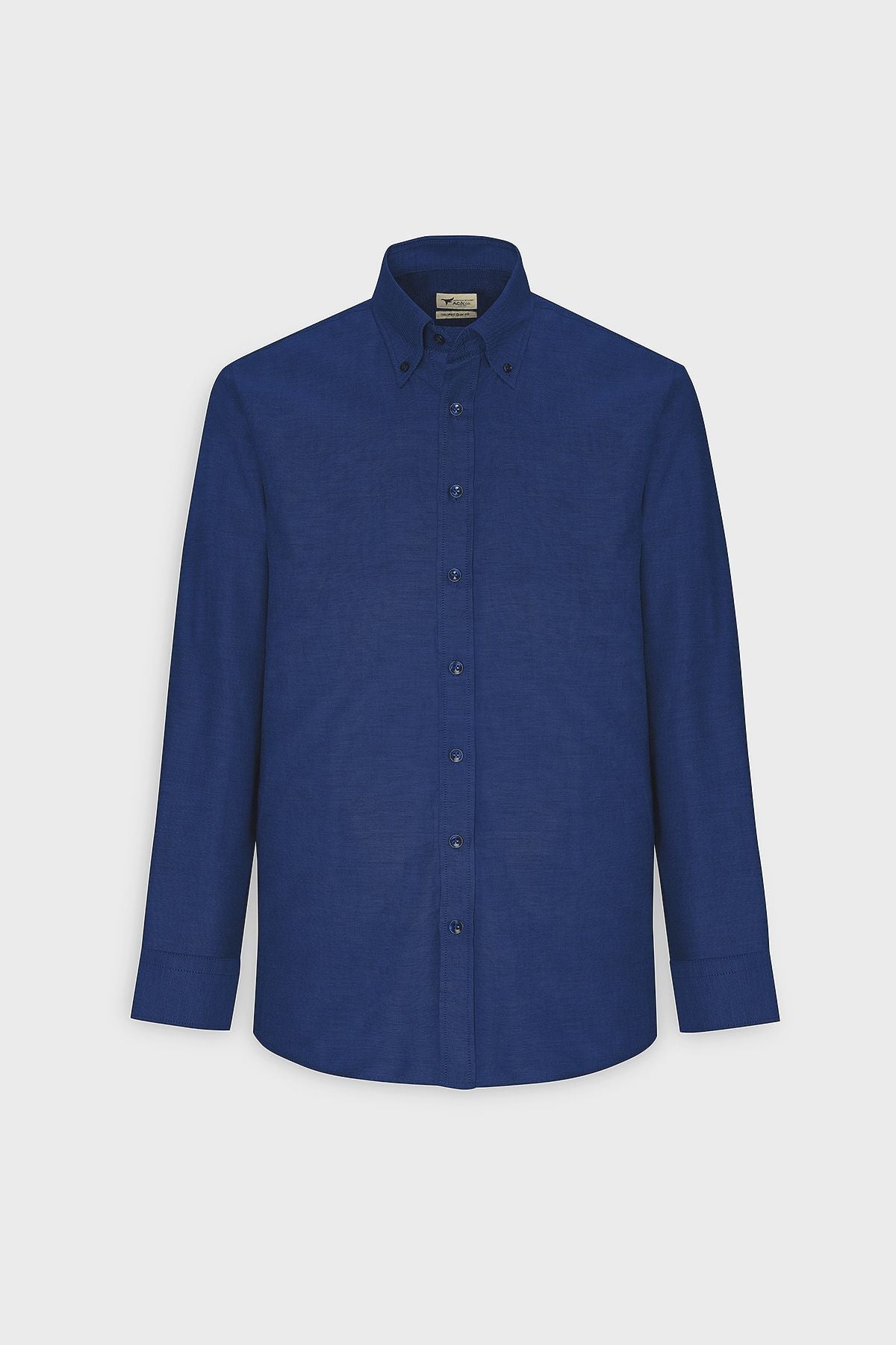 Men's Oxford Dark Navy Blue button with easy -to -ironing cotton slim fit narrow cut shirt