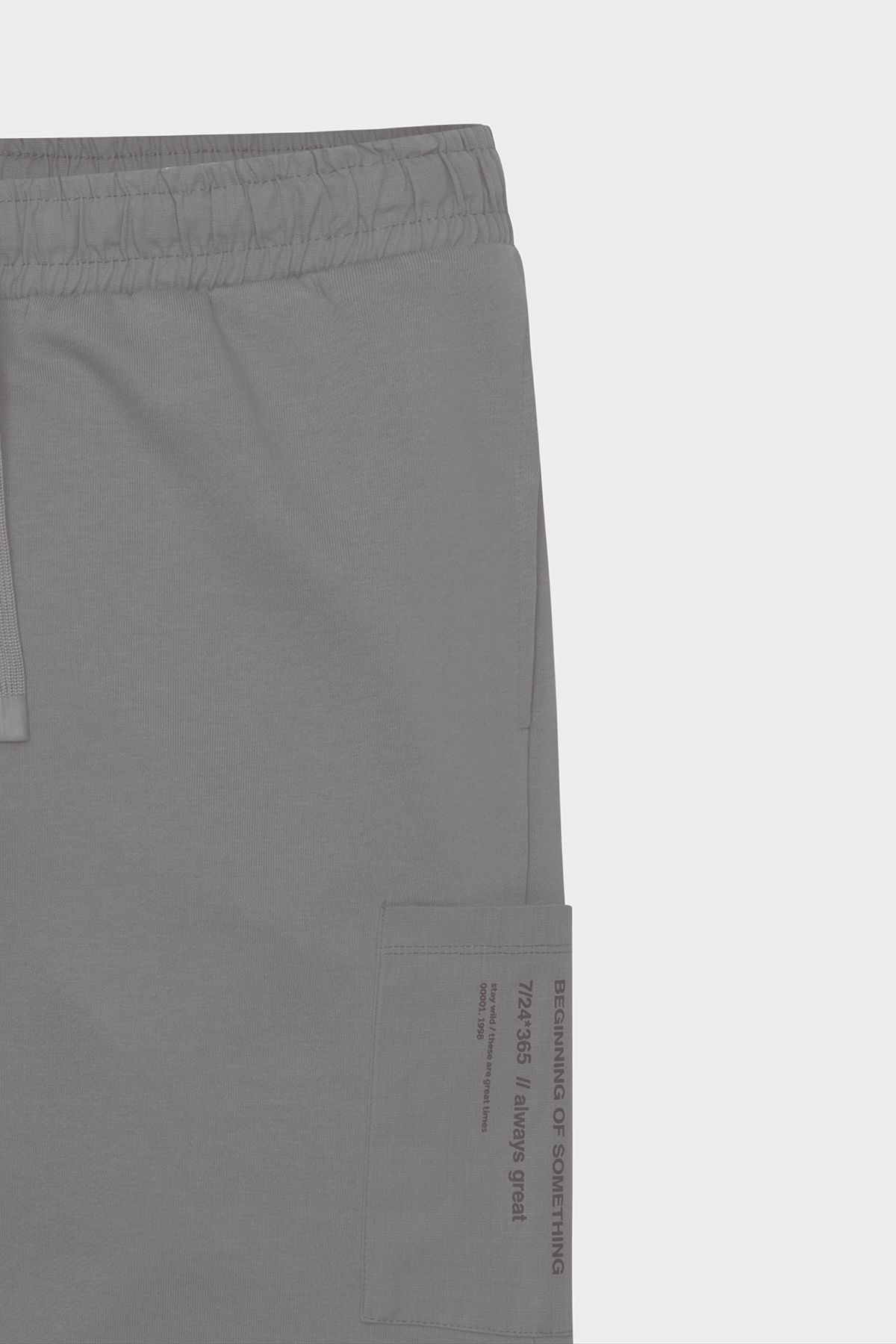 Men's Gray Standard Fit Normal Cutting Cotton Pocket Knitting Shorts