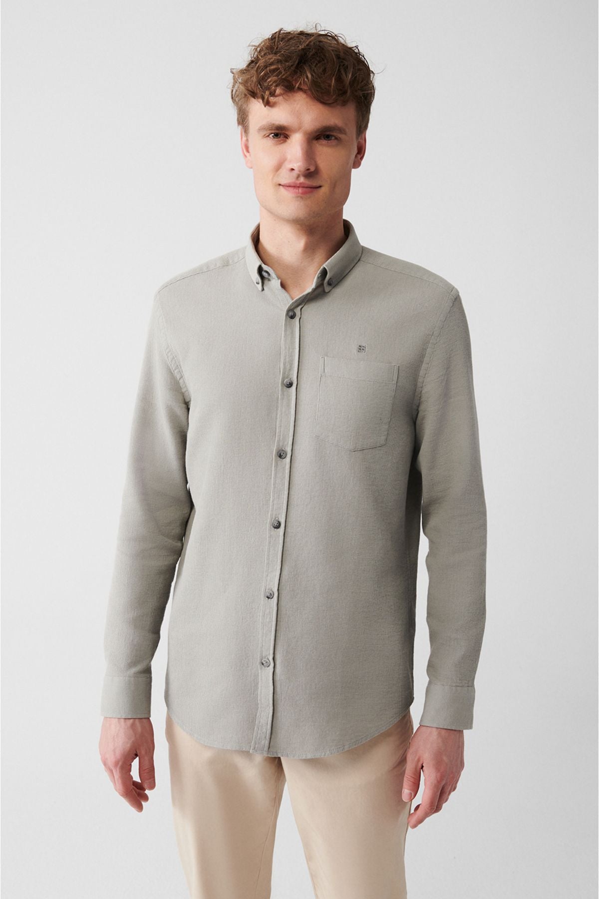 Men's gray 100 %cotton pocket shirt A31y2005