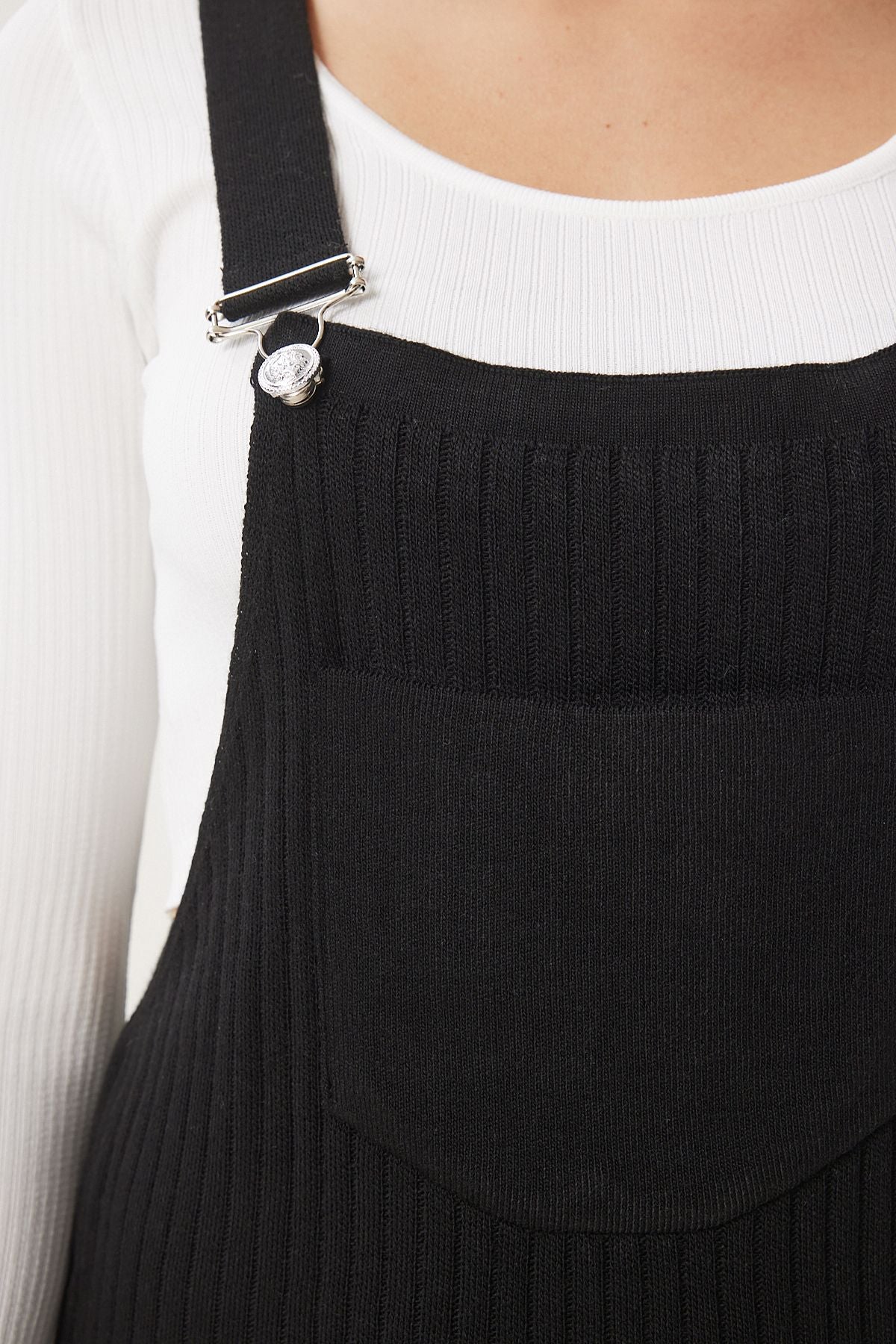 Female Black Wide Pocket Vum Triko Salopet CI00112