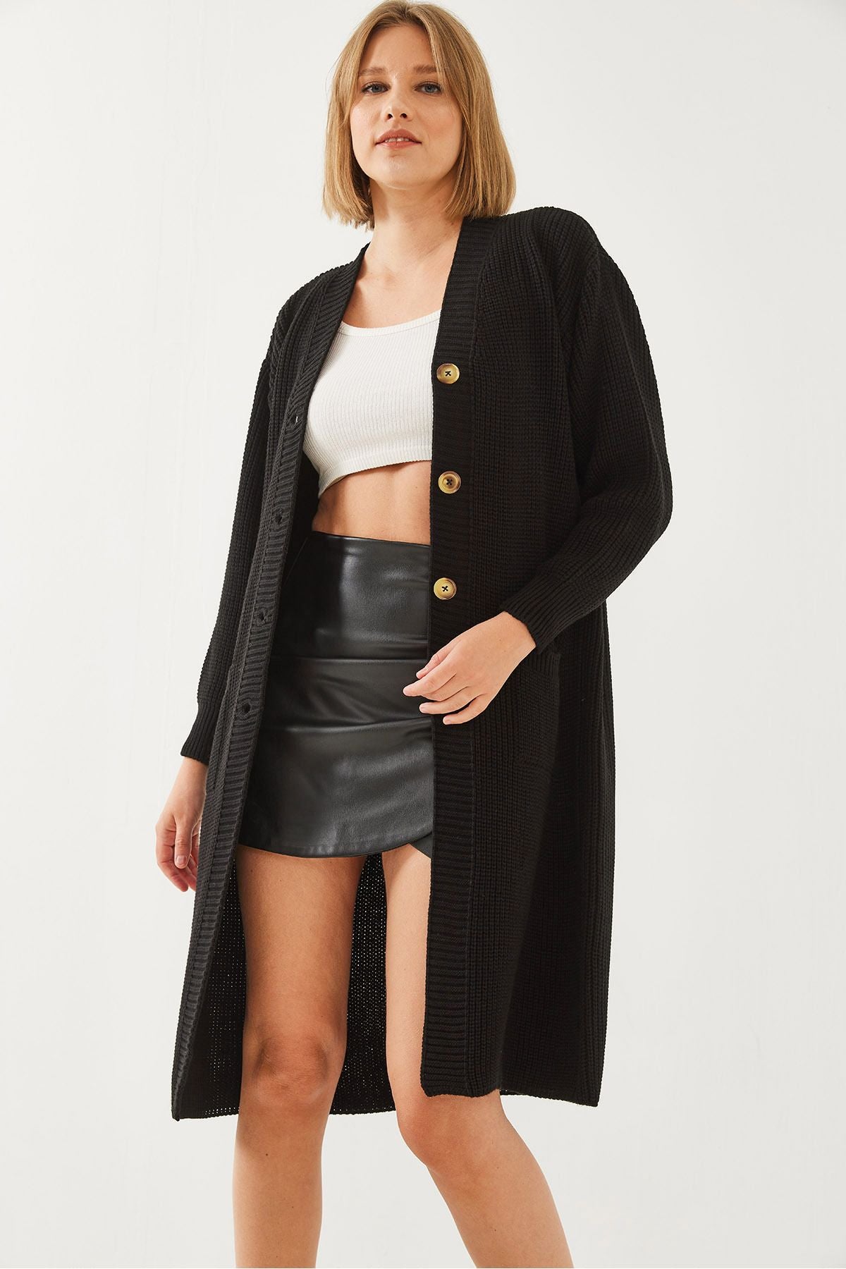 Female V -Neck Button Mobile Detail Cardigan 60651004