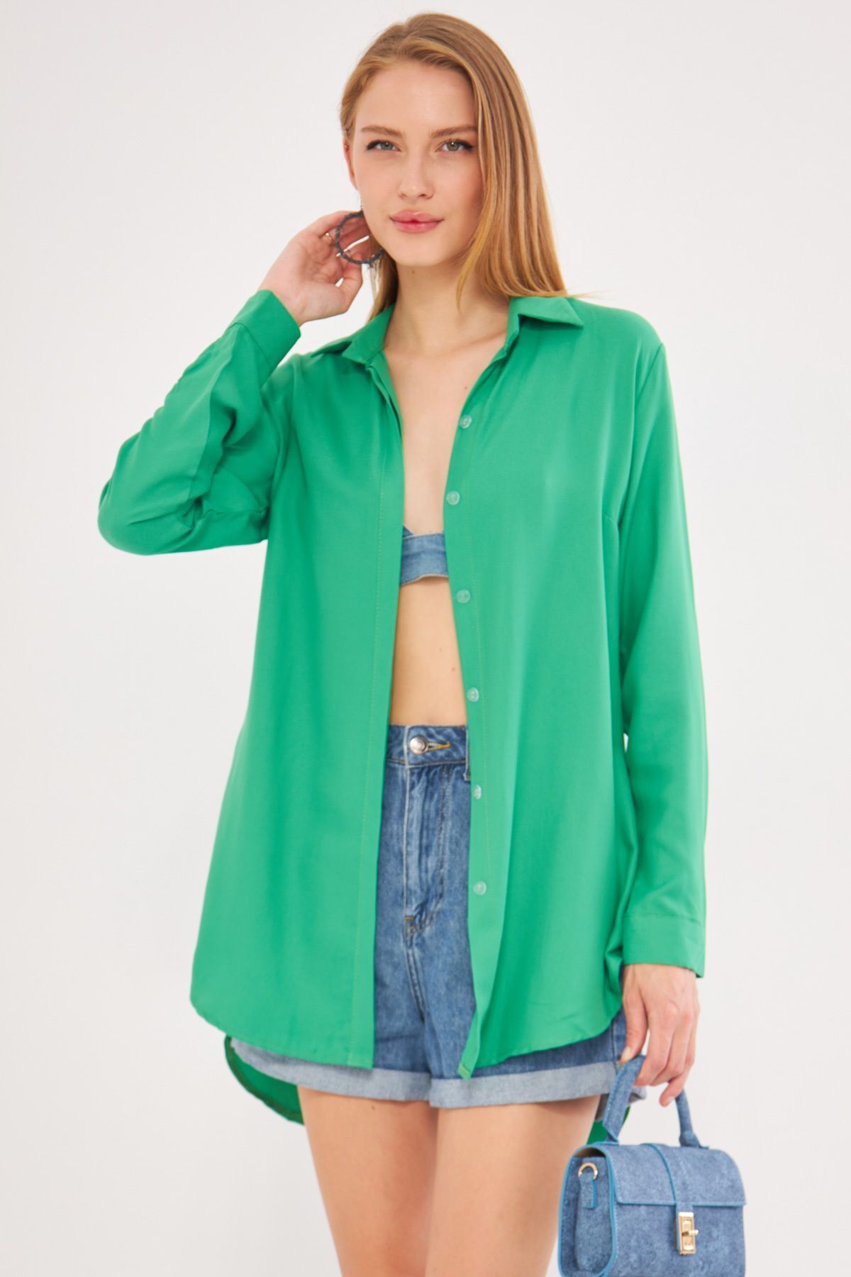 Woman Light Green Tunic Shirt ARM-19Y001003