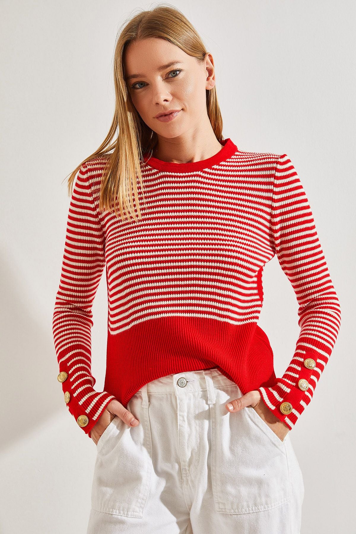 Women's Arms Buttoned Triko Sweater