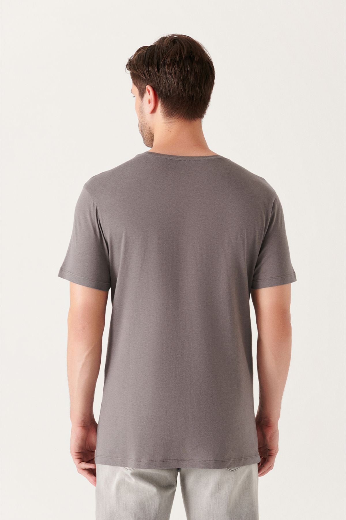 Men's anthracit ultrasoft bicycle collar flat modal t-shirt B001171
