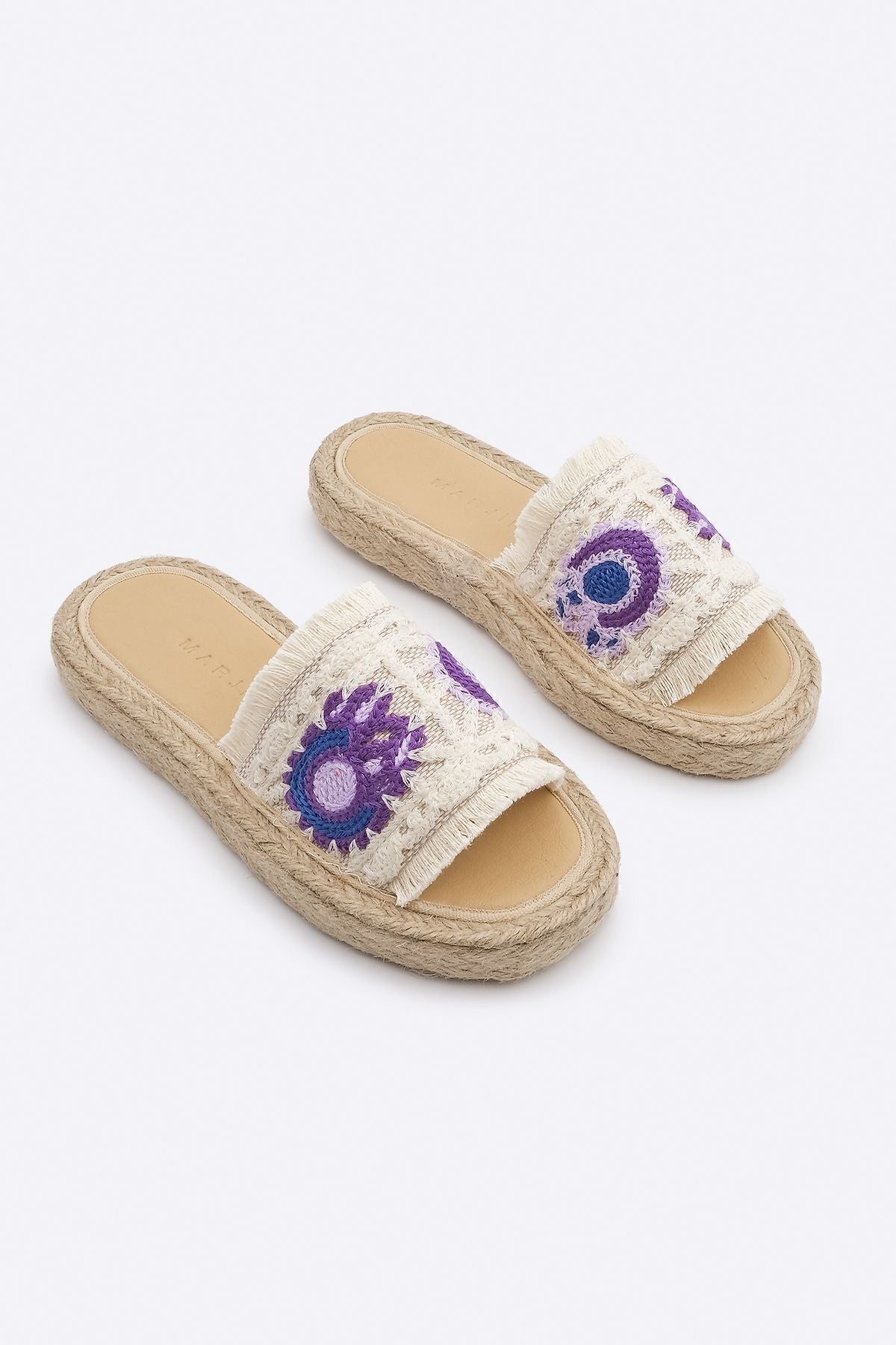 Female tassel braided thick base jute espadril slippers derpa purple