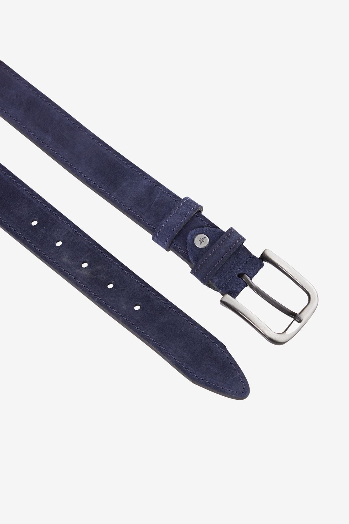 Male Navy Blue 100 %Leather Casual Belt