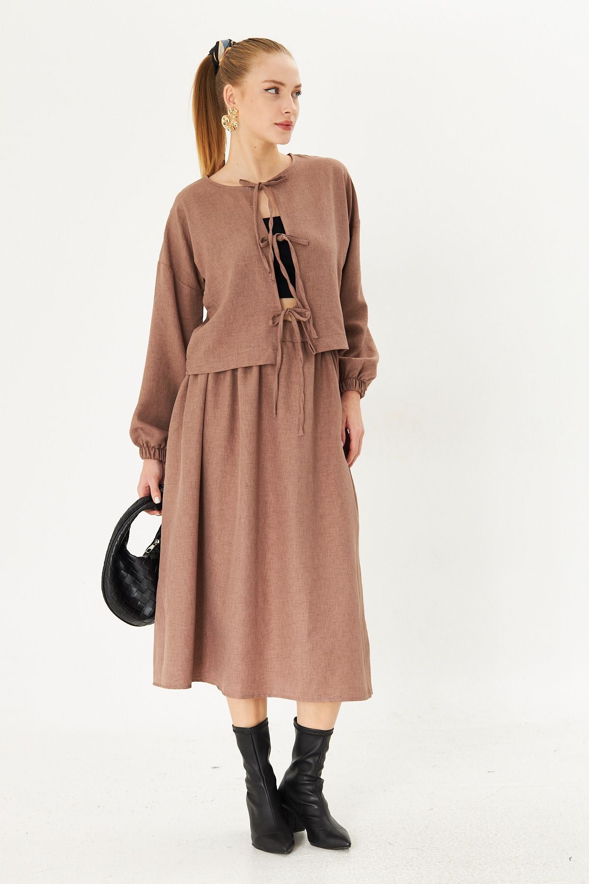 Female mink waist midi length skirt ARM-25K001010