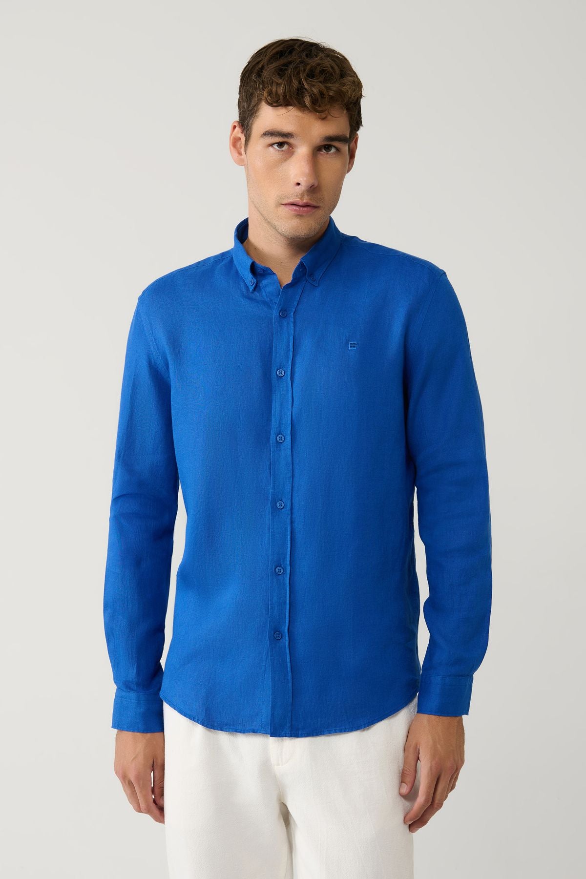 Male Saks 100 %Linen buttoned collar shirt B002191