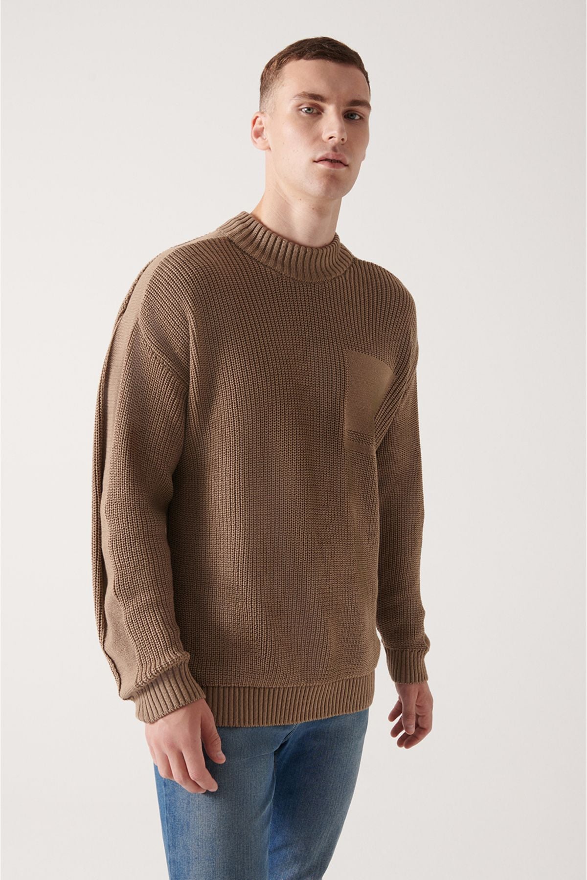 Men's mink bike collar cotton shabby knitwear sweater A22y5007