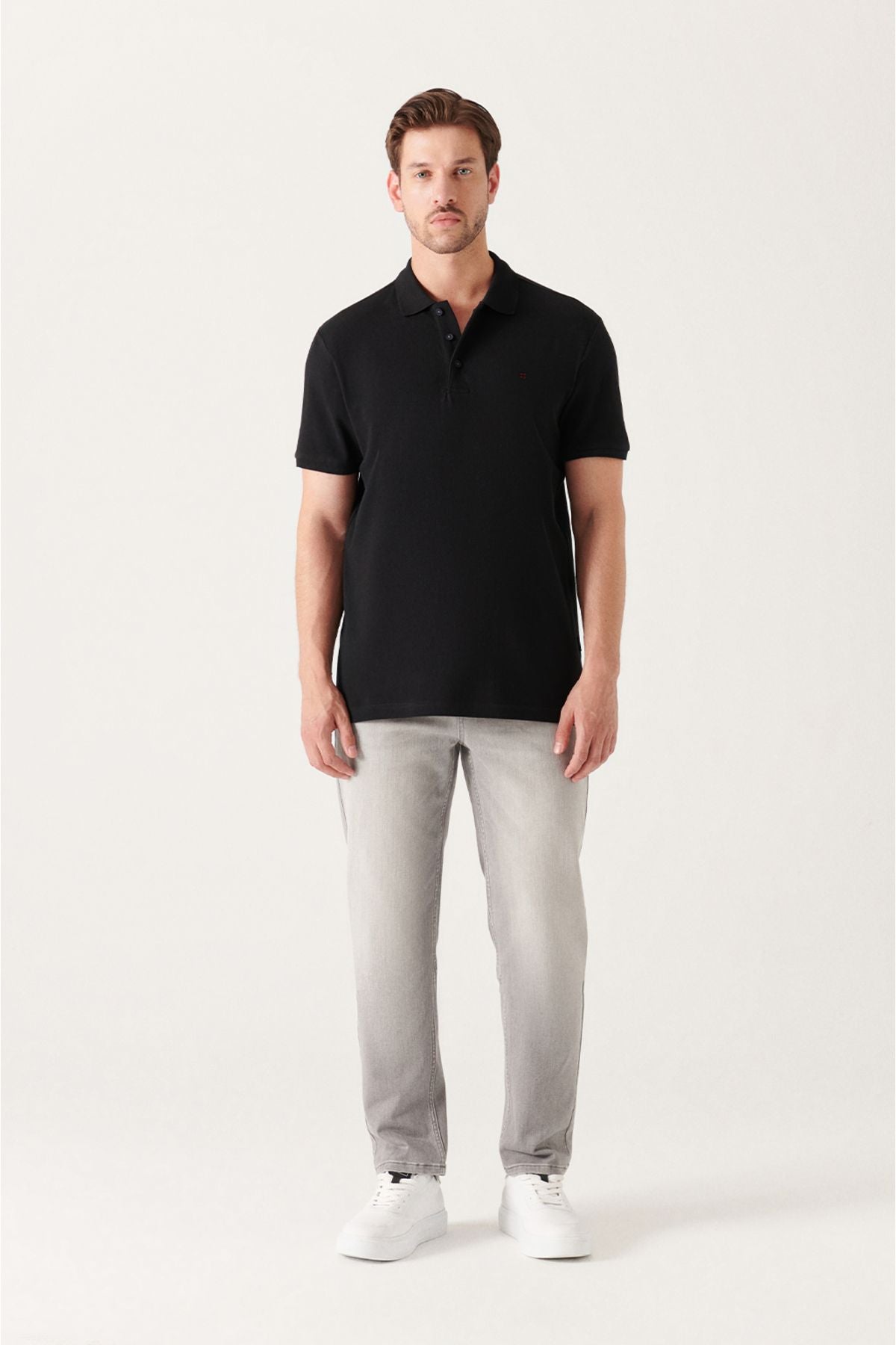 Men's black 100 %cotton cool, Polo Yaka T-shirt E001004